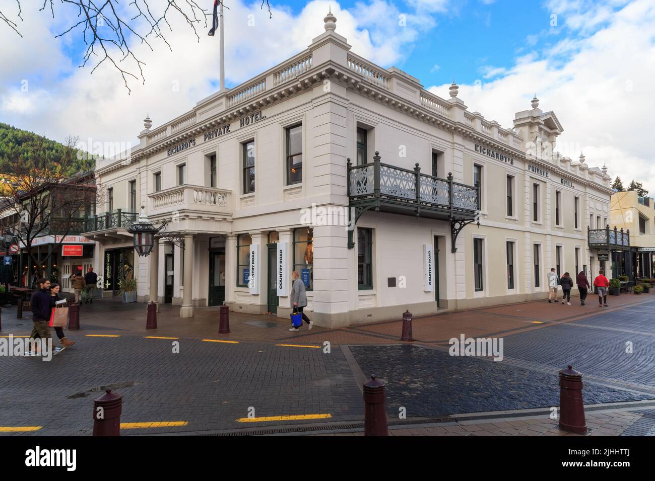 Eichardt`s Private Hotel a Queenstown, Nuova Zelanda, un edificio storico che offre alloggi boutique Foto Stock