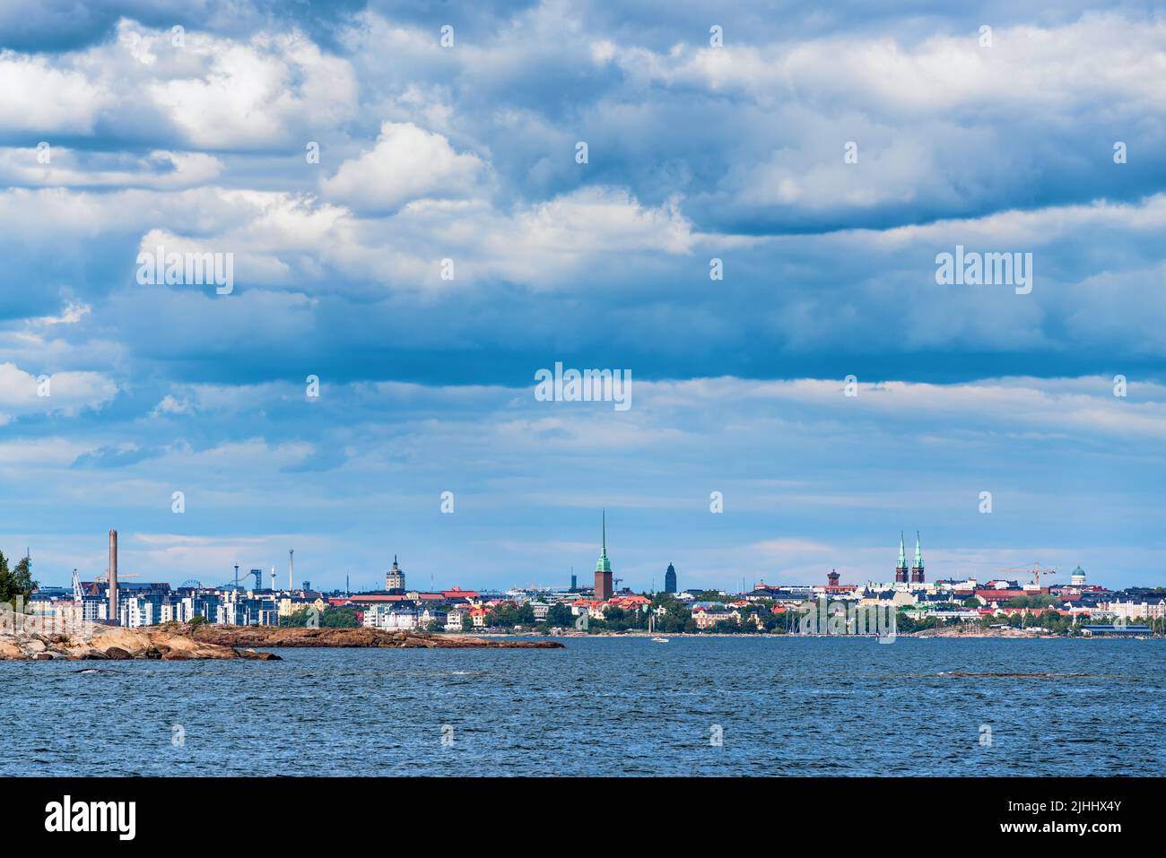 Helsinki centro visto dal mare, Finlandia Foto Stock