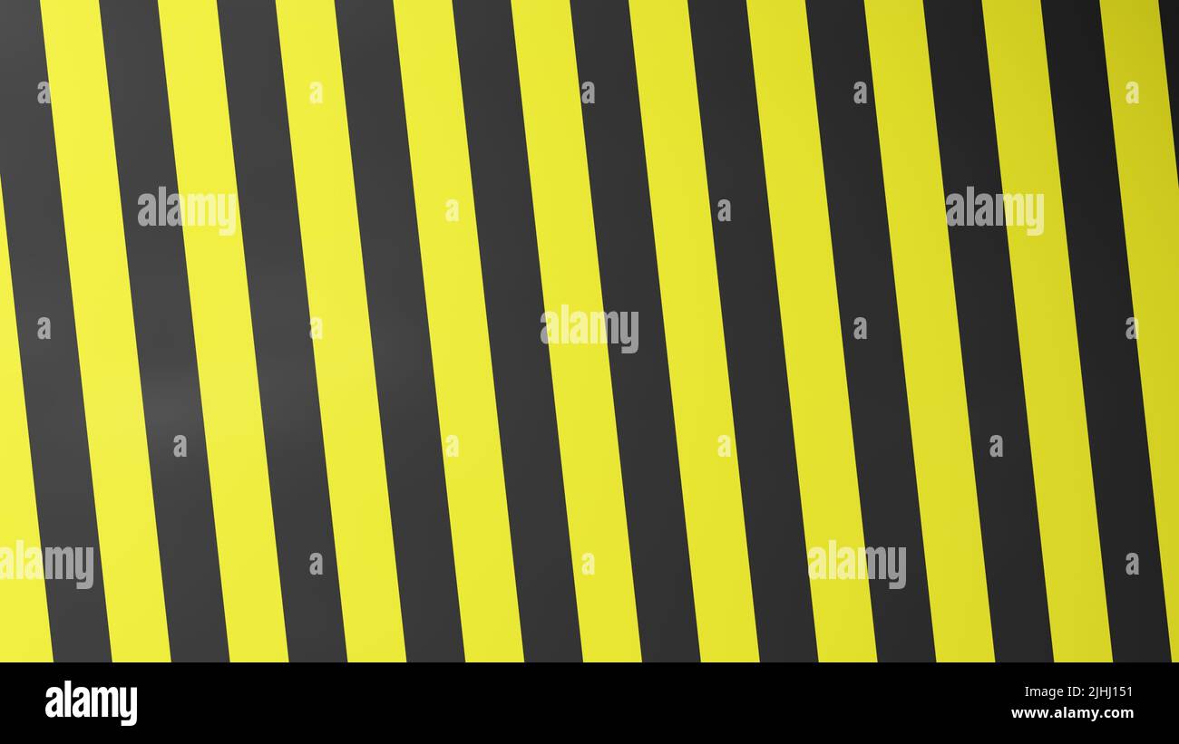 3D rendering. Linee bianche e nere gialle. Segnale di avvertimento strisce gialle e nere. Segno solitamente usato nei cantieri significando: Non ent Foto Stock
