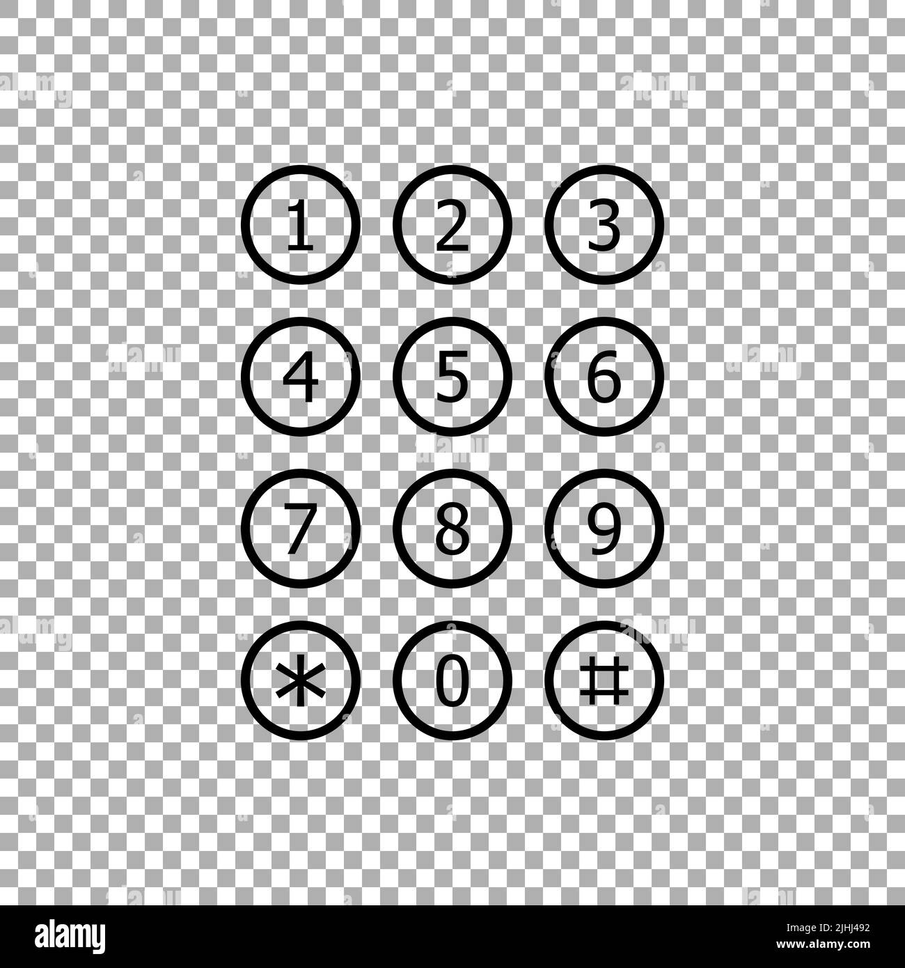 Numero di telefono della tastiera. Vettore icona del numero della tastiera isolato su sfondo trasparente Illustrazione Vettoriale