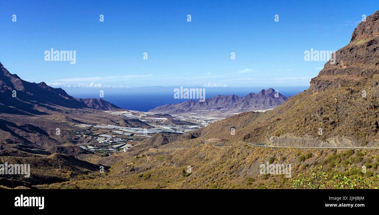 Serre, piantagioni sulla costa occidentale, San Nicolas de Tolentino, Grand Canary, Isole Canarie, Spagna, Europa Foto Stock