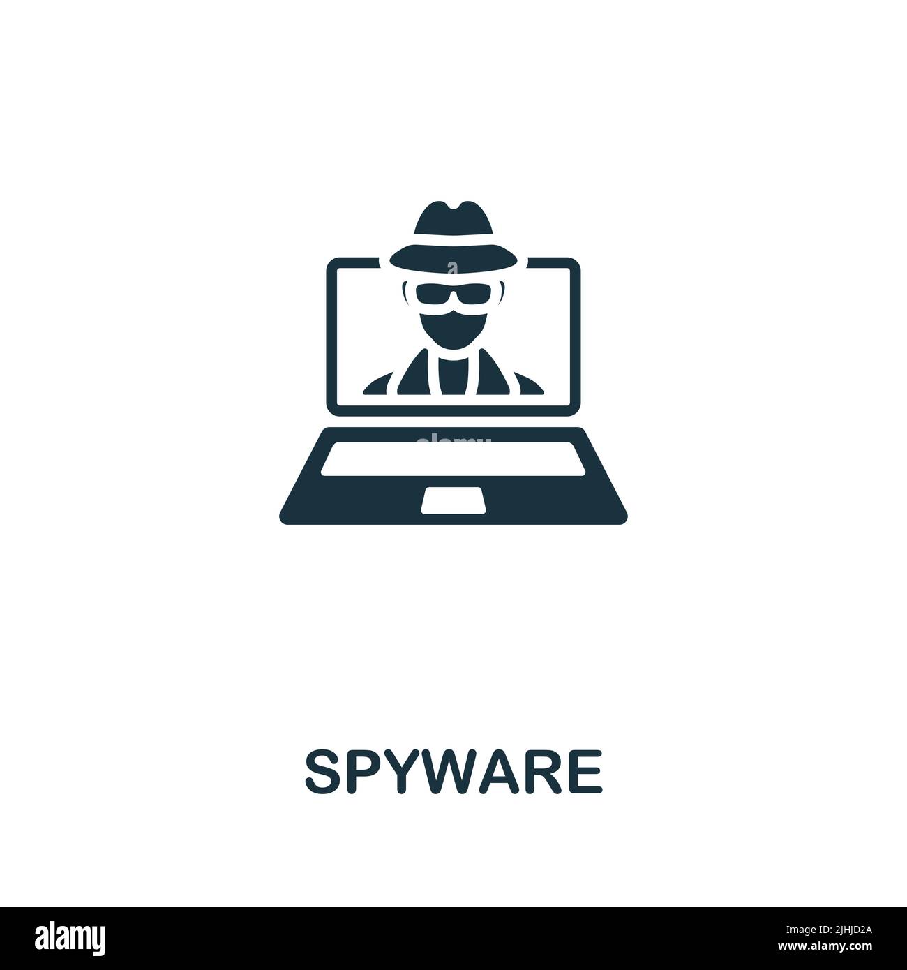Icona spyware. Icona monocromatica Simple Cybercrime per modelli, web design e infografiche Illustrazione Vettoriale