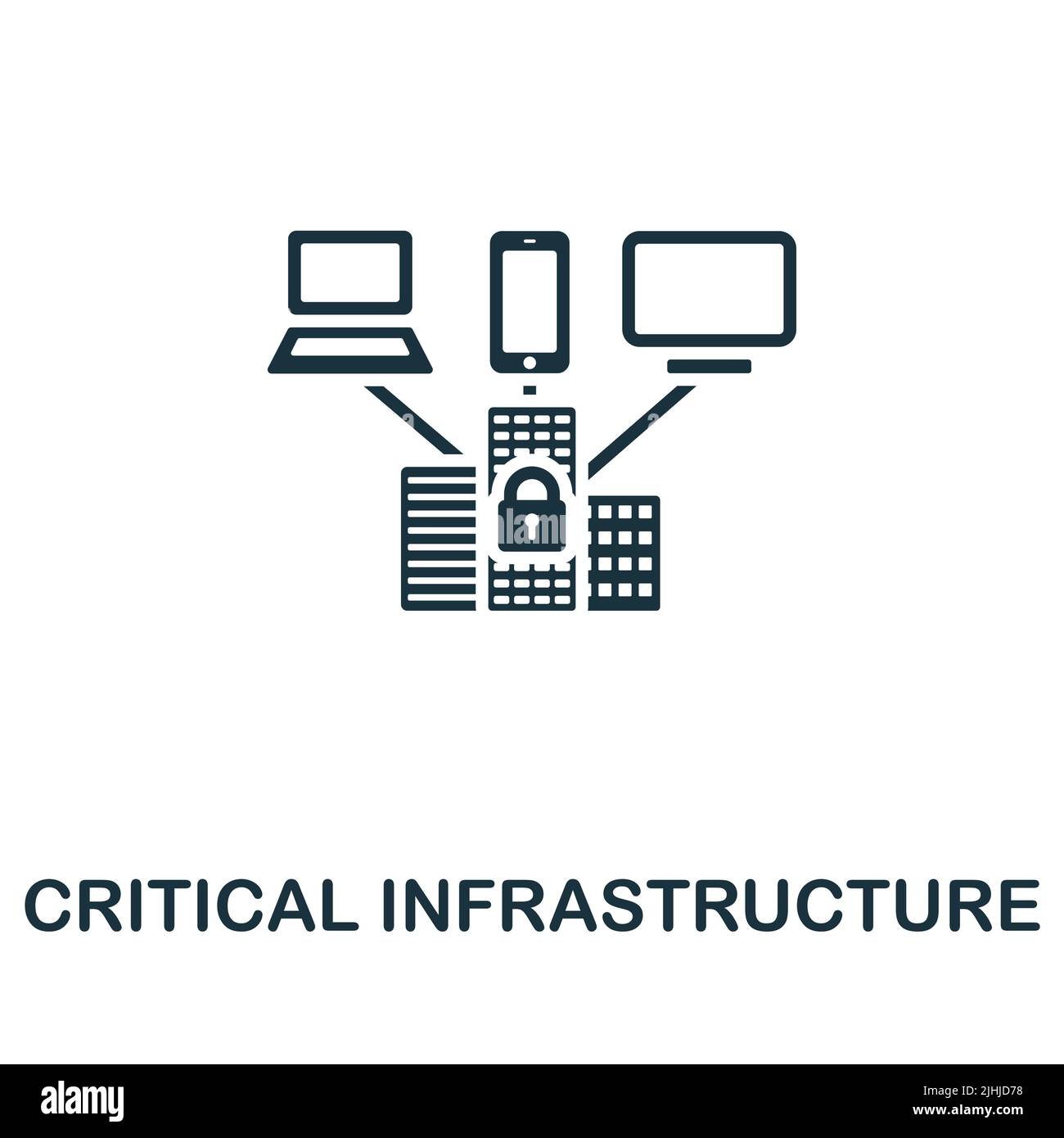 Icona infrastruttura critica. Icona monocromatica Simple Cybercrime per modelli, web design e infografiche Illustrazione Vettoriale