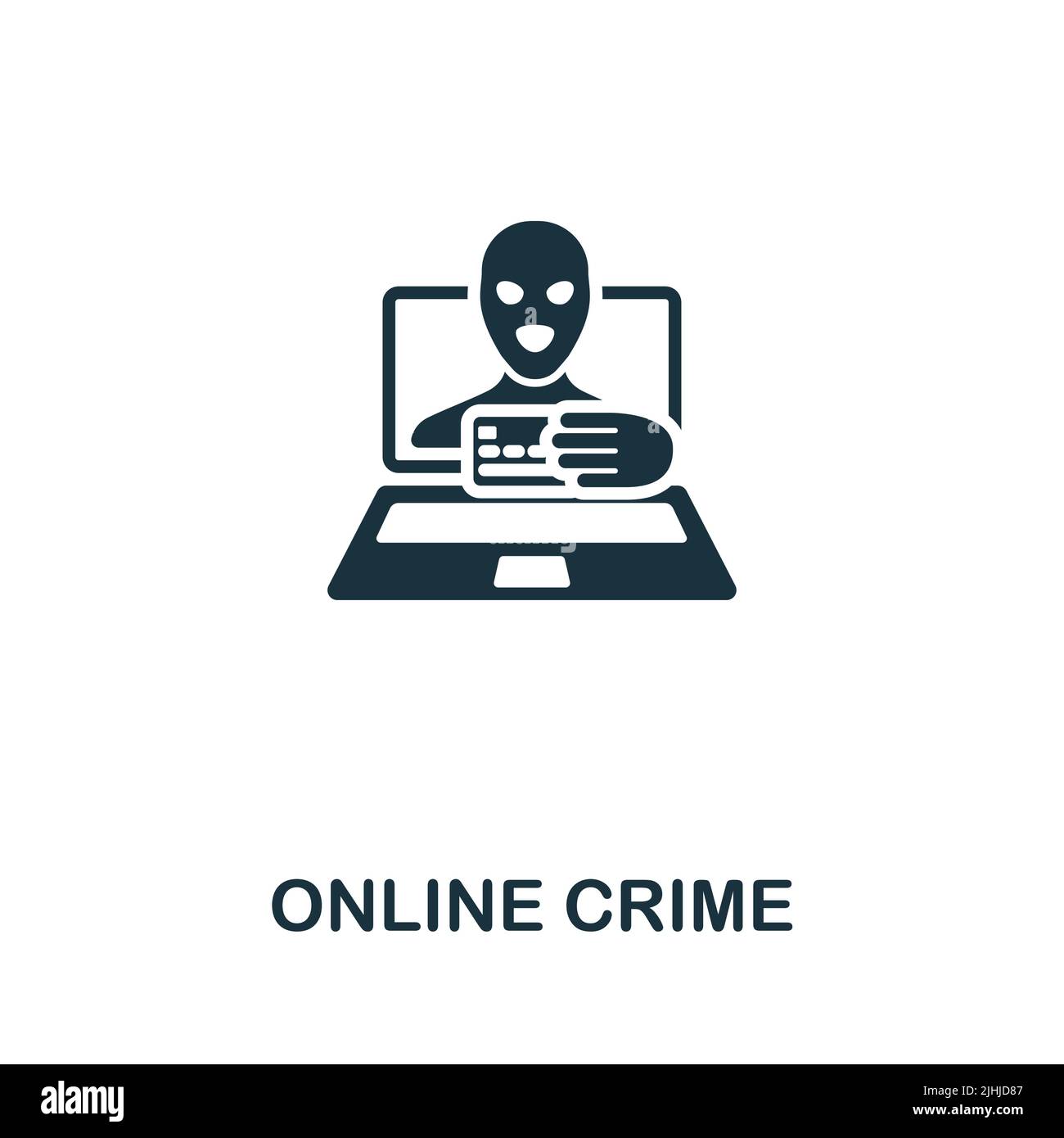 Icona del crimine online. Icona monocromatica Simple Cybercrime per modelli, web design e infografiche Illustrazione Vettoriale