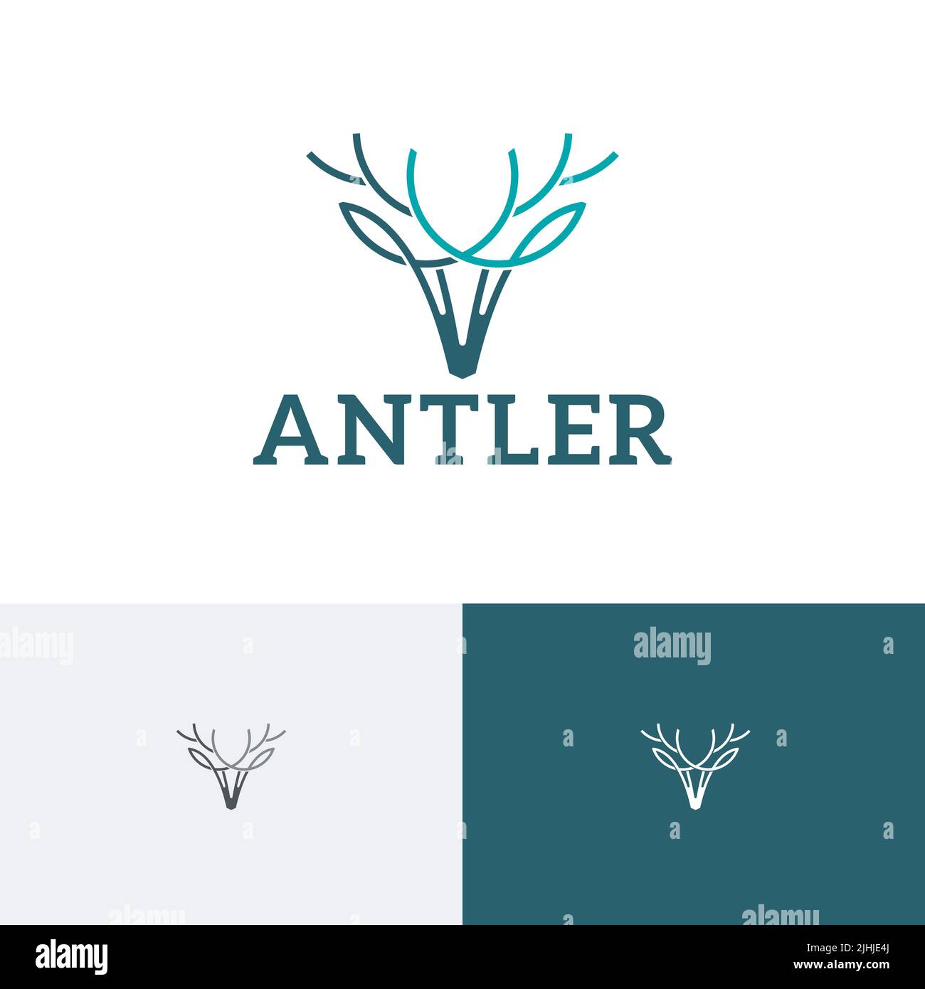 Antler Deer Horns Wildlife Animal Zoo elegante logo Illustrazione Vettoriale