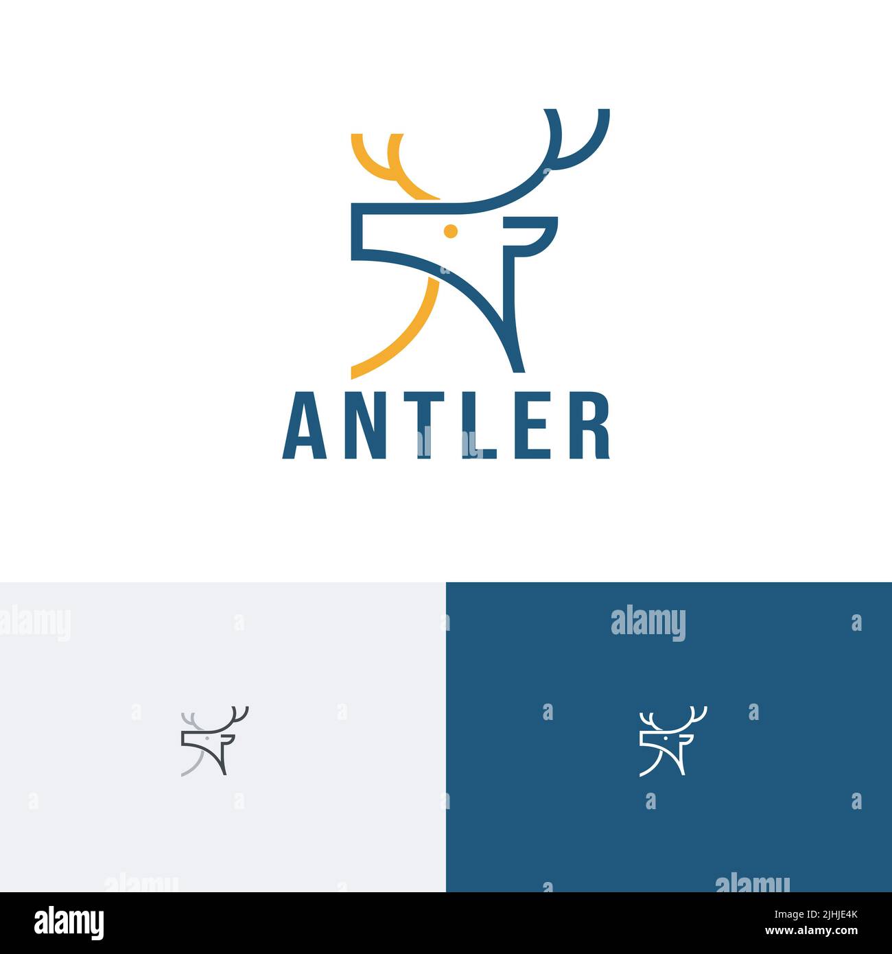 Logo della linea Zoo animale di Anler Deer Wildlife Illustrazione Vettoriale