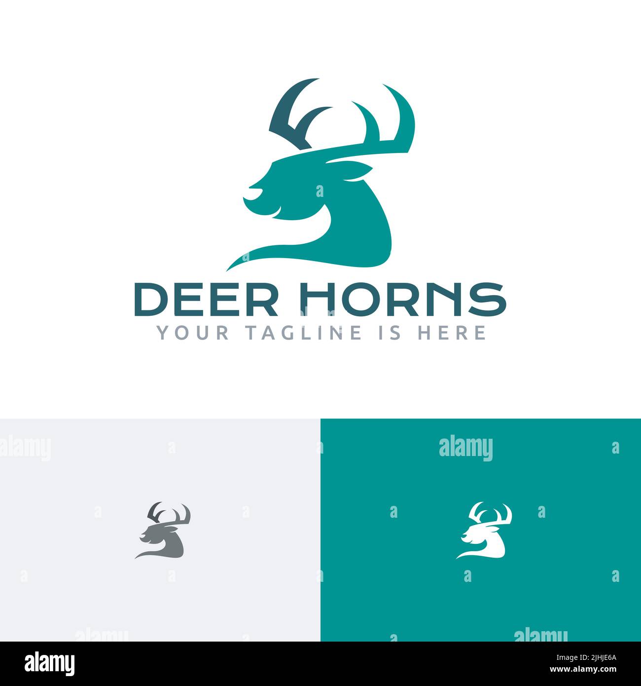 Cervi Horns Antler Animal Silhouette Abstract Logo Illustrazione Vettoriale