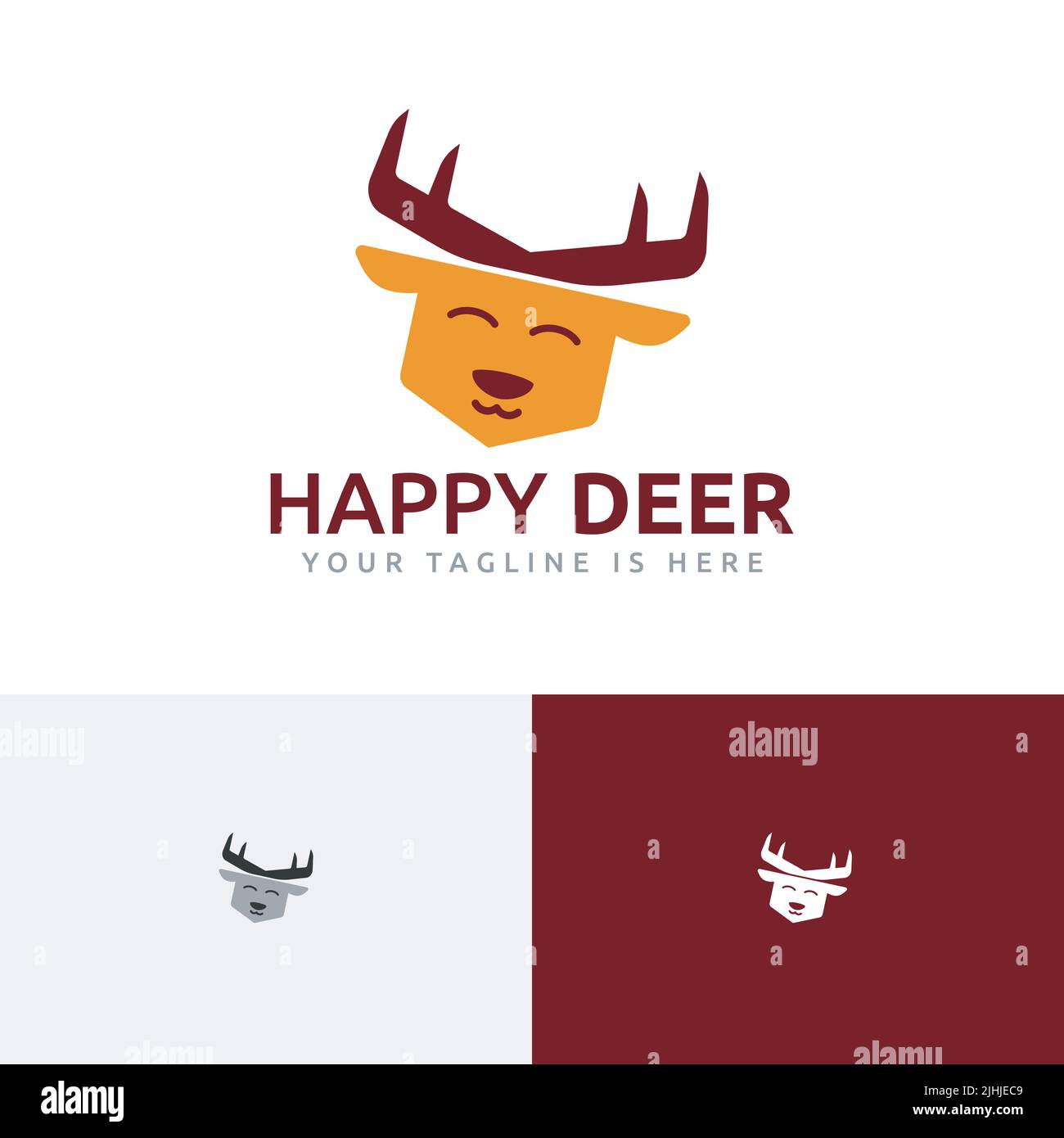 Logo dello zoo Happy Deer Fun Kid Animal Illustrazione Vettoriale