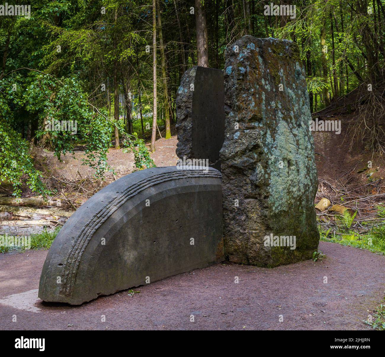"Cuore di pietra", Sentiero delle sculture, Foresta di Dean Foto Stock