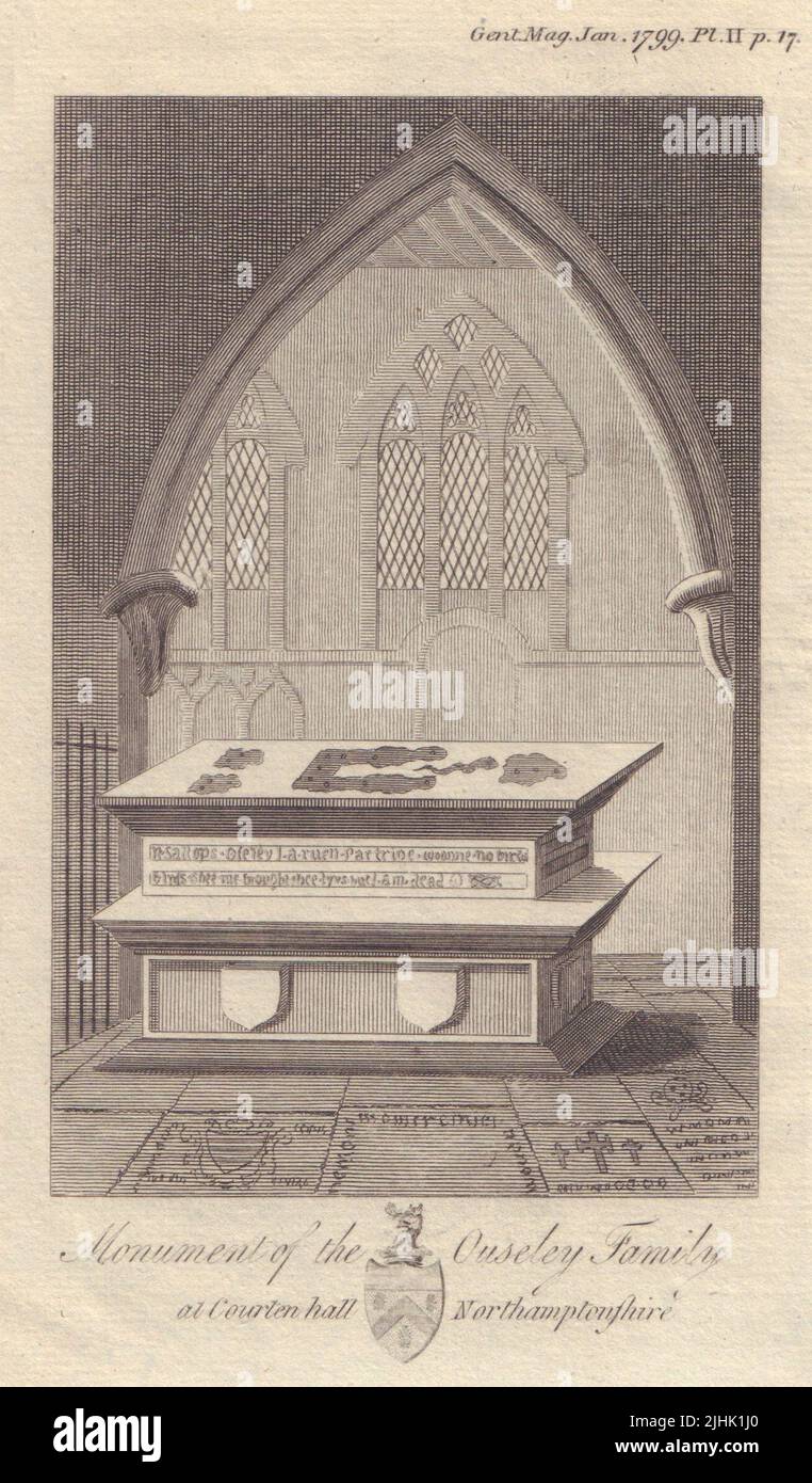 Monumento della famiglia di Ouseley presso la Chiesa di tutti i Santi di Courteenhall. Northants 1799 Foto Stock