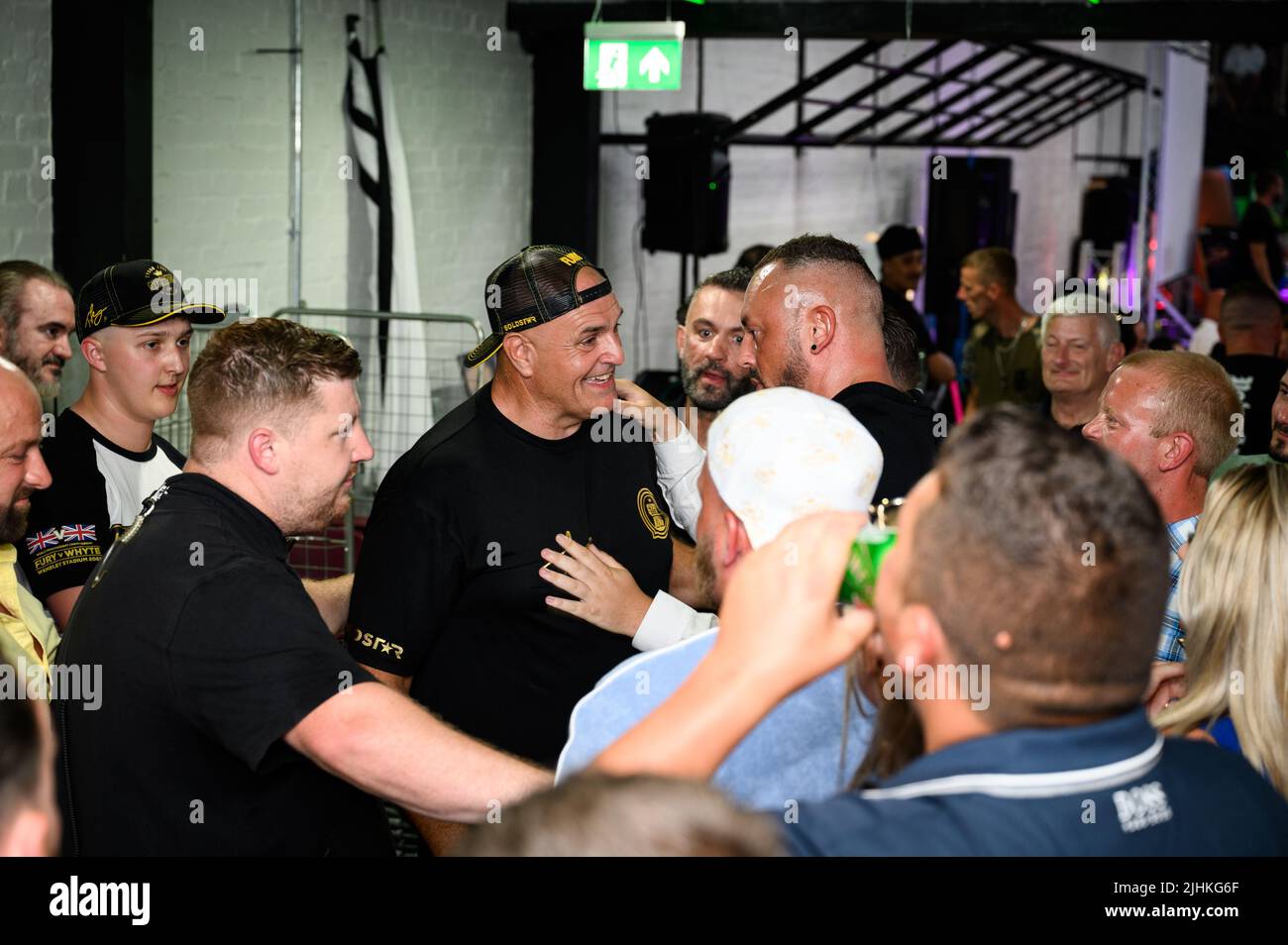 Swansea, Regno Unito. 16 luglio 2022. John Fury, supportando suo figlio il boxer professionista britannico Tyson Fury che apparve nella sua festa dopo l'evento a Swansea, Sout Foto Stock