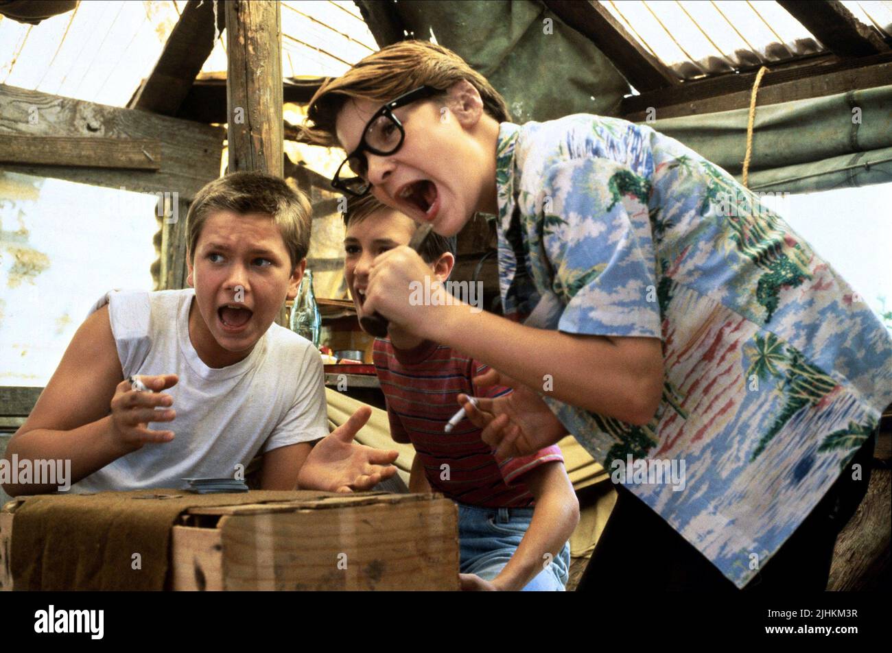 RIVER PHOENIX, WIL WHEATON, COREY FELDMAN, STAND BY ME, 1986 Foto Stock