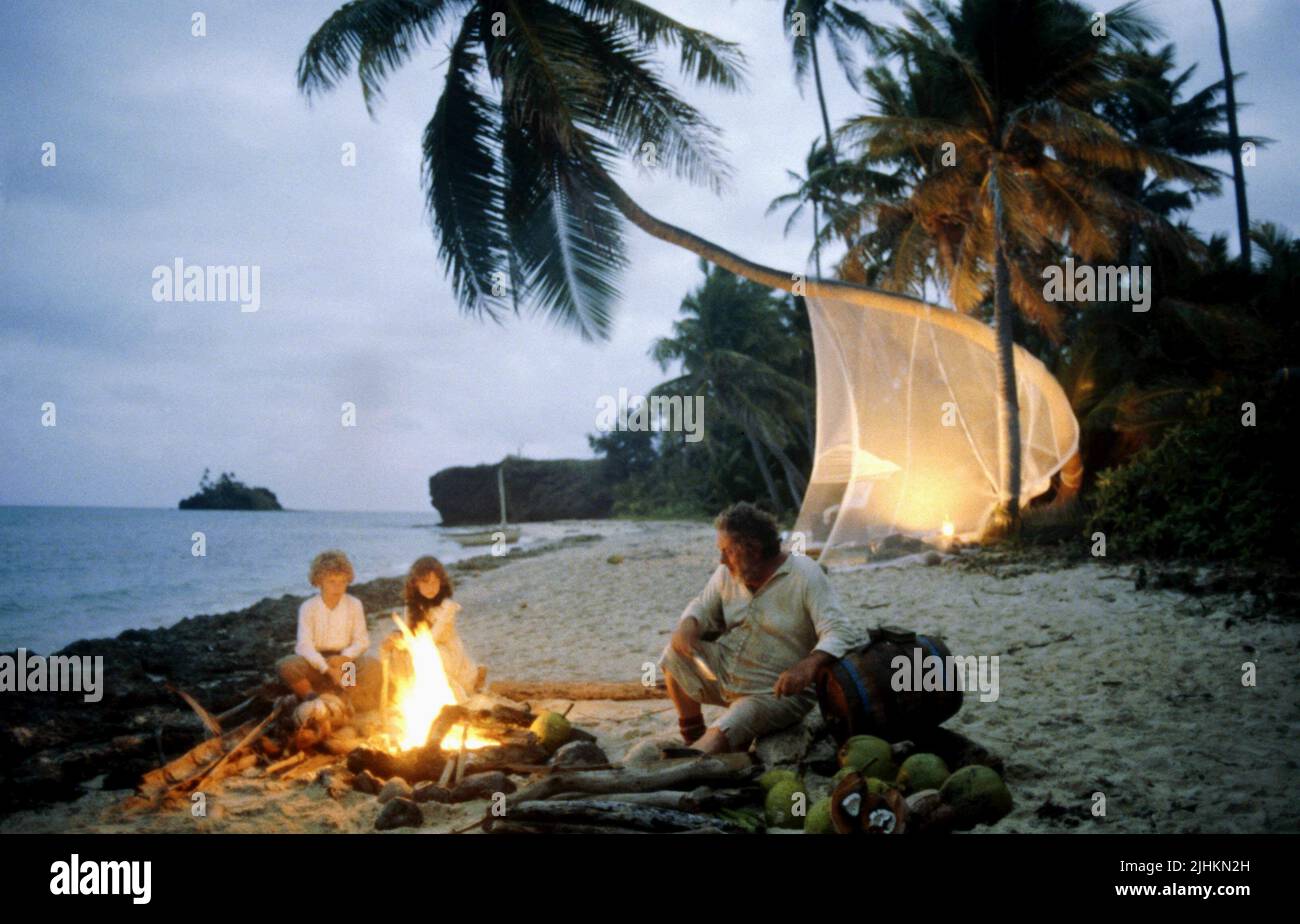 GLENN KOHAN, ELVA JOSEPHSON, LEO MCKERN, la Blue Lagoon, 1980 Foto Stock