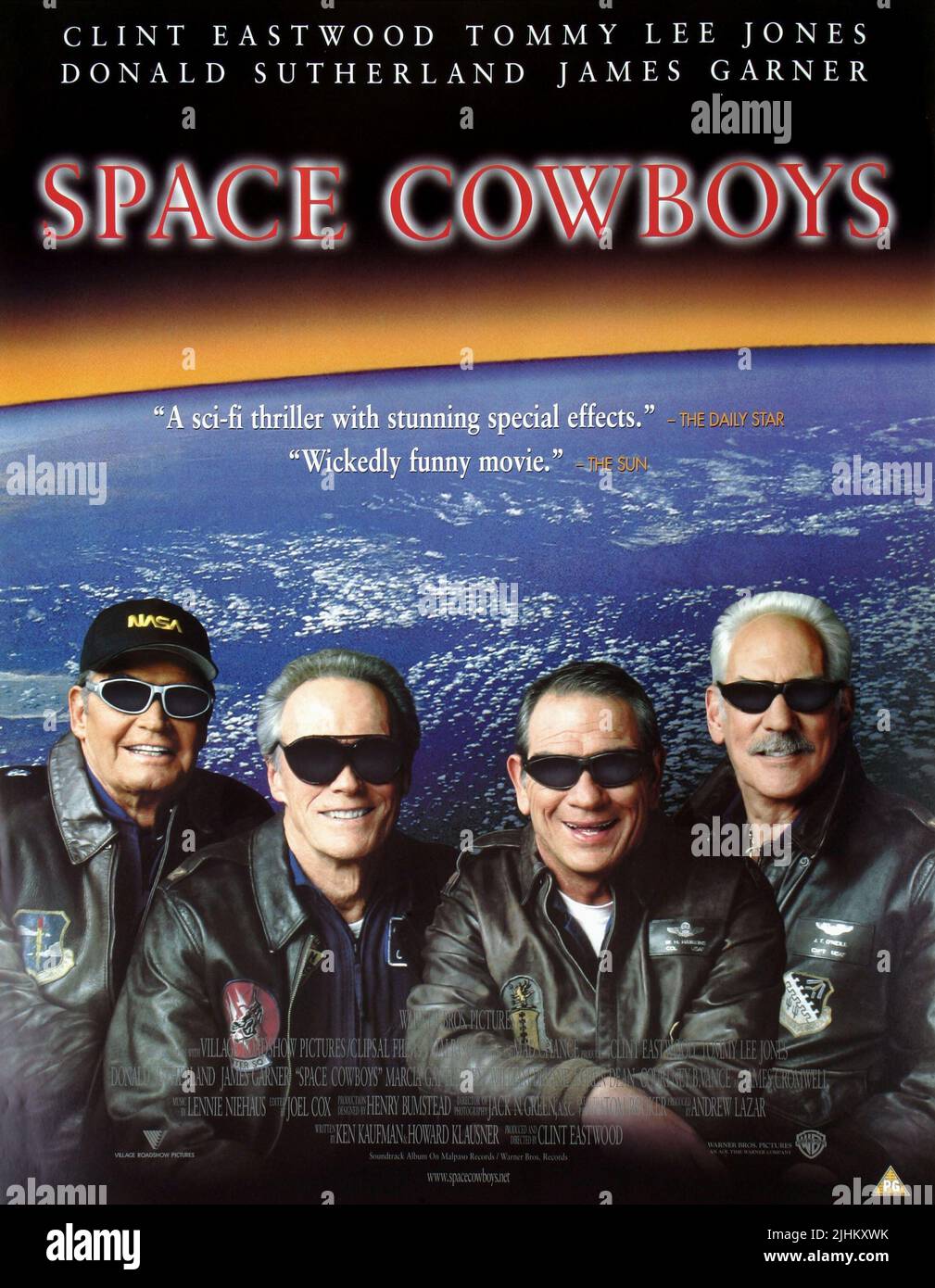 JAMES GARNER, Clint Eastwood, Tommy Lee Jones, Donald Sutherland POSTER, Space Cowboy, 2000 Foto Stock