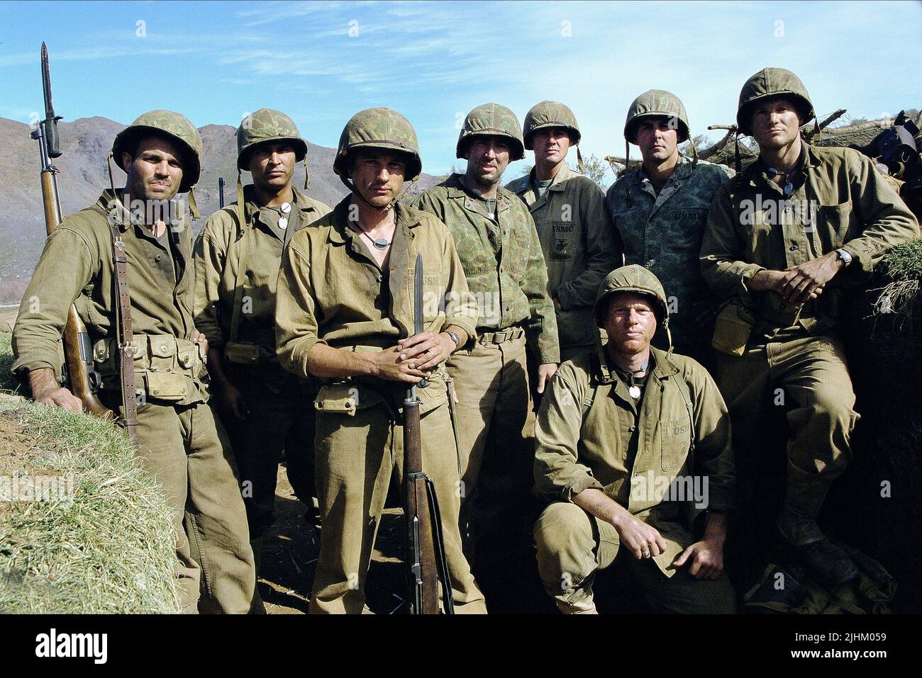 MARK RUFFALO, ADAM BEACH, MARTIN HENDERSON, Nicolas Cage, NOAH EMMERICH, BRIAN VAN HOLT, WINDTALKERS, 2002 Foto Stock