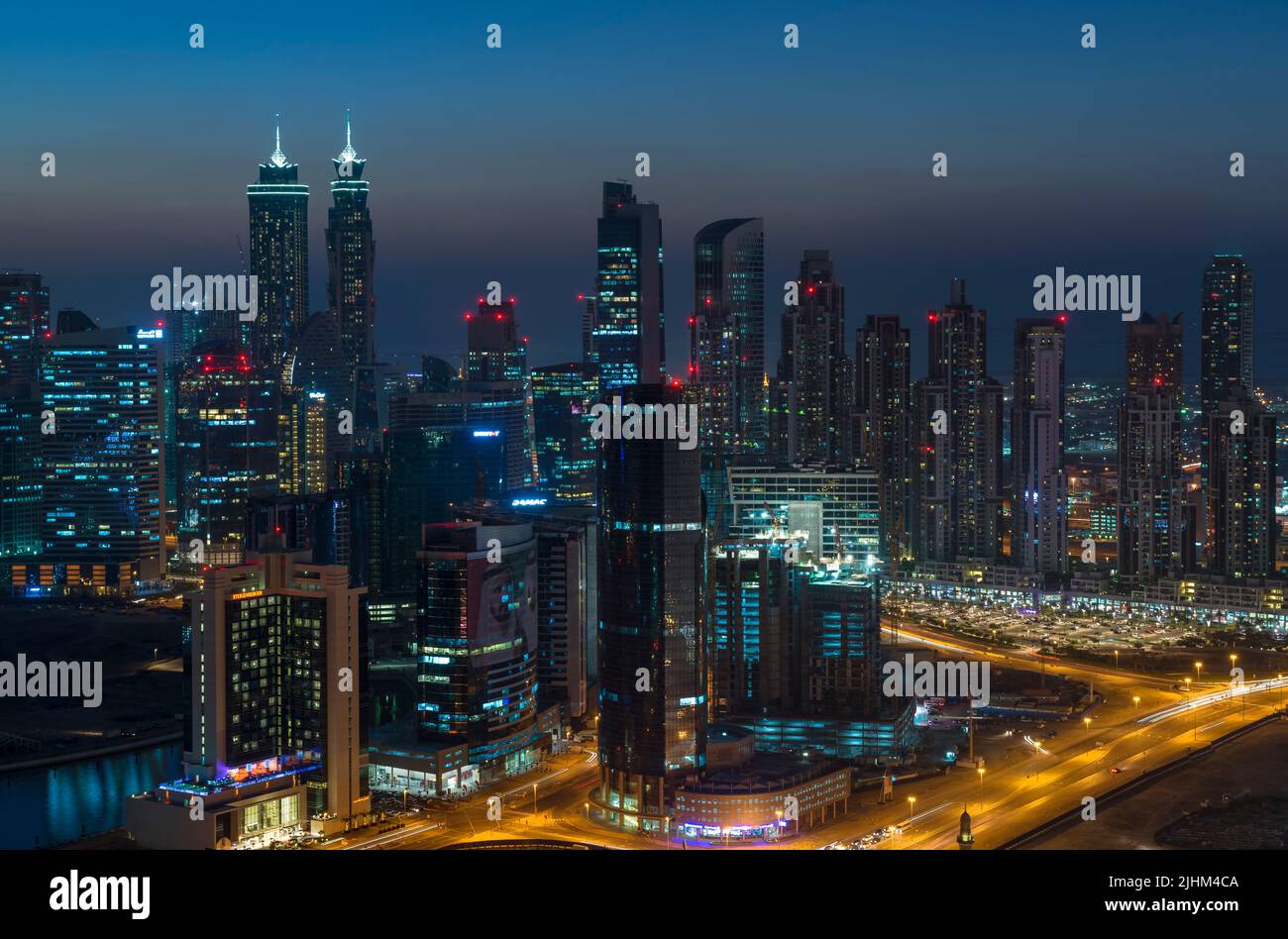 Splendida vista dello skyline di Dubai, Emirati Arabi Uniti Foto Stock