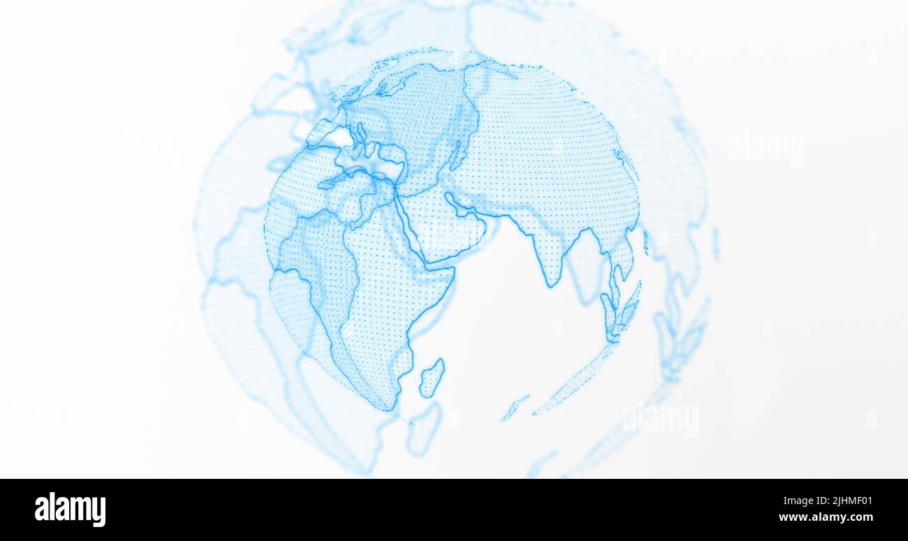 Immagine del globo che ruota su sfondo bianco Foto Stock