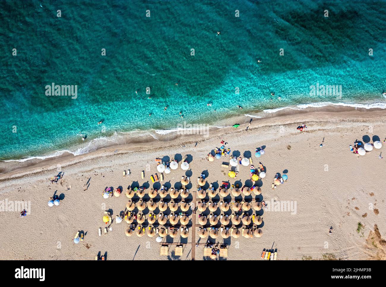 Una delle spiagge del villaggio di Koutsoupia, comune di Agia, Larissa, Tessaglia, Grecia. Foto Stock