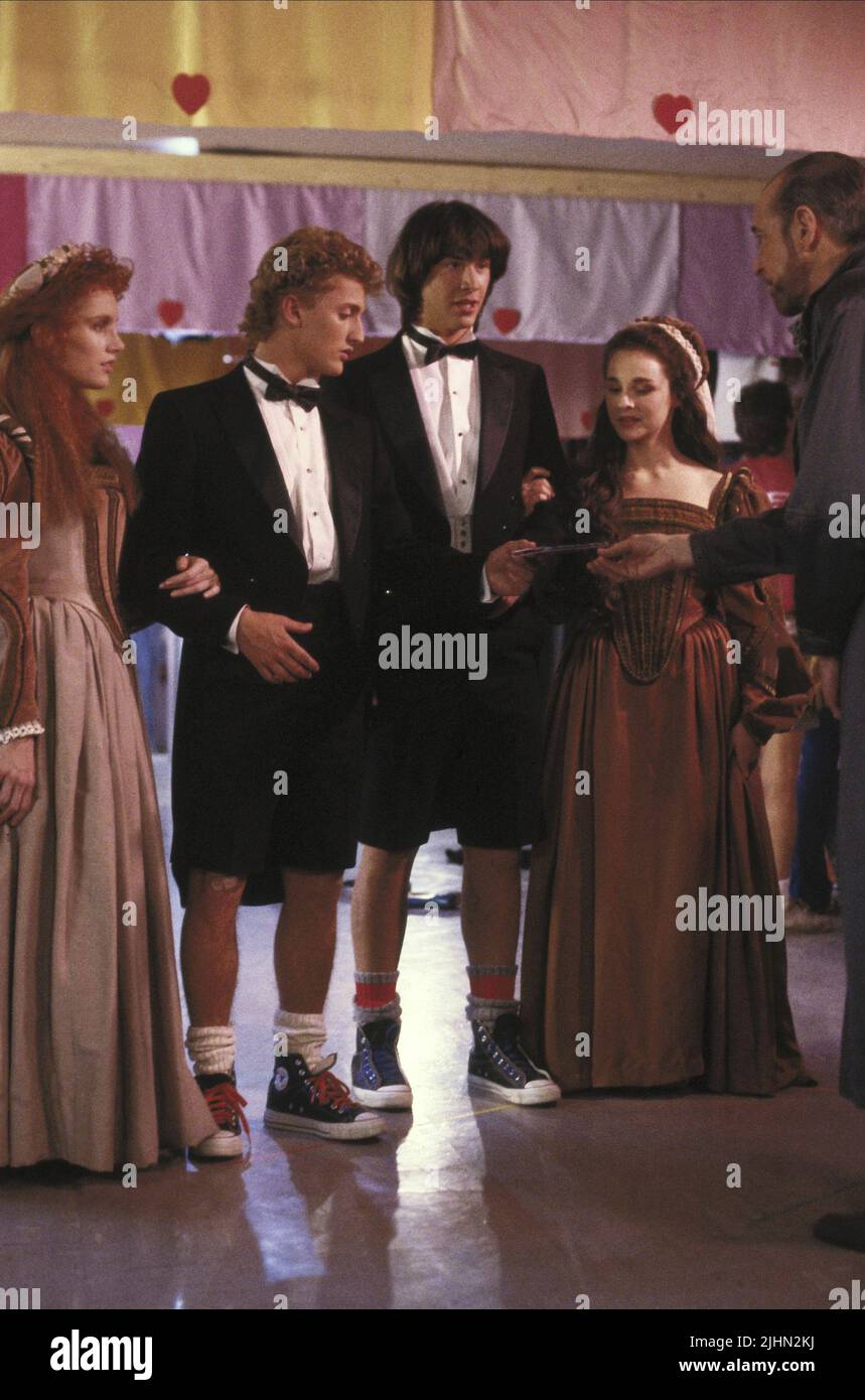 KIMBERLEY KATES, ALEX WINTER, Diane Franklin, Keanu Reeves, GEORGE CARLIN, Bill e Ted's eccellente Avventura, 1989 Foto Stock