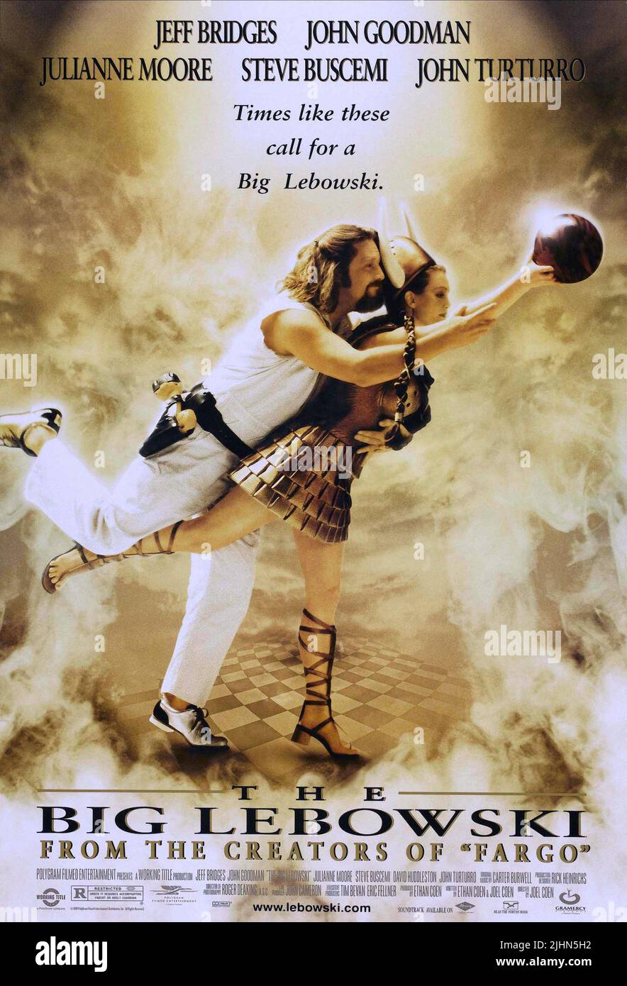 JEFF BRIDGES, Julianne Moore poster grande Lebowski, 1998 Foto Stock