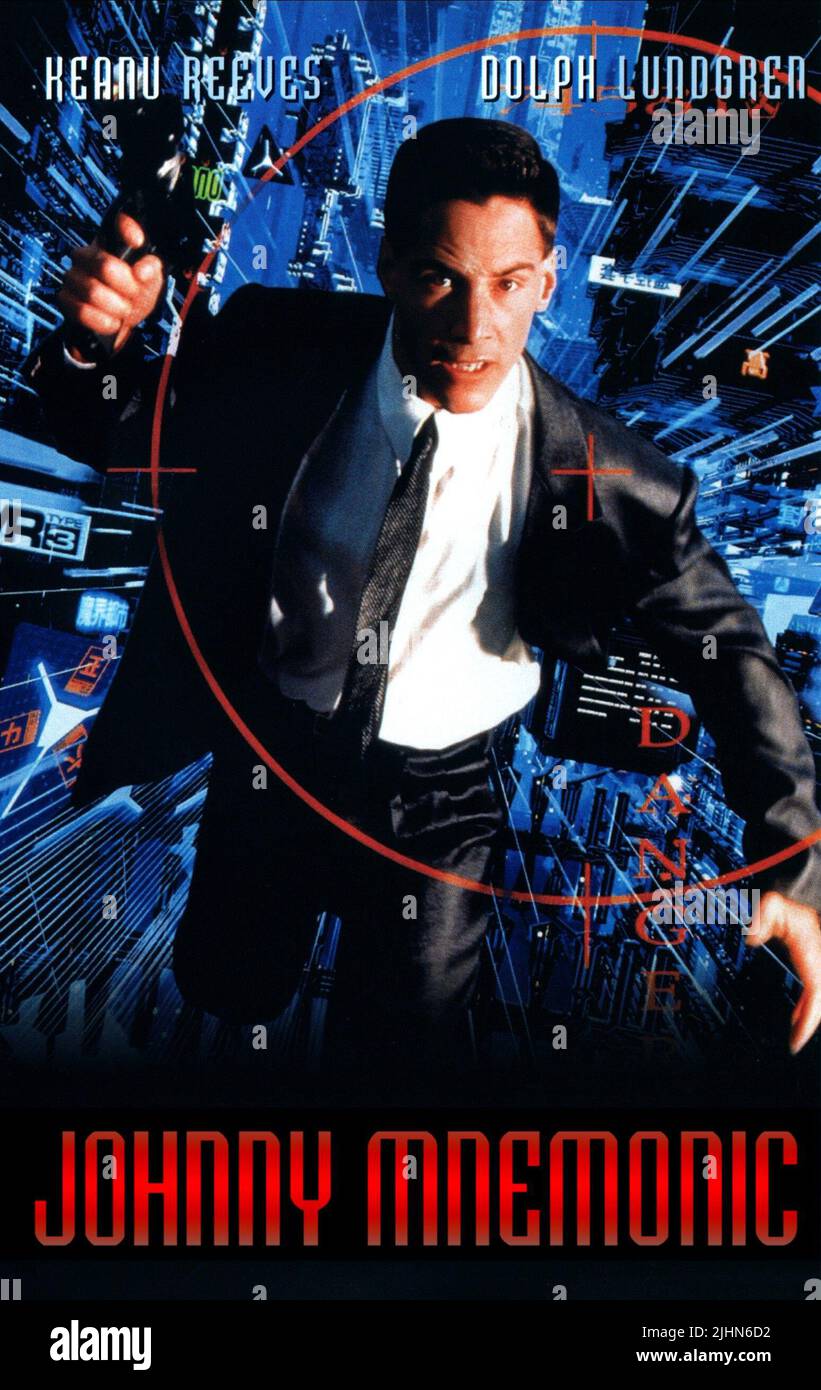 POSTER DI KEANU REEVES, JOHNNY MNEMONIC, 1995 Foto Stock