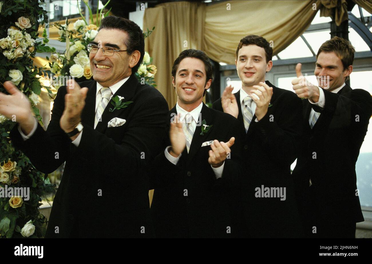 EUGENE LEVY, THOMAS IAN NICHOLAS, Eddie Kaye Thomas, il Seann William Scott, AMERICAN WEDDING, 2003 Foto Stock
