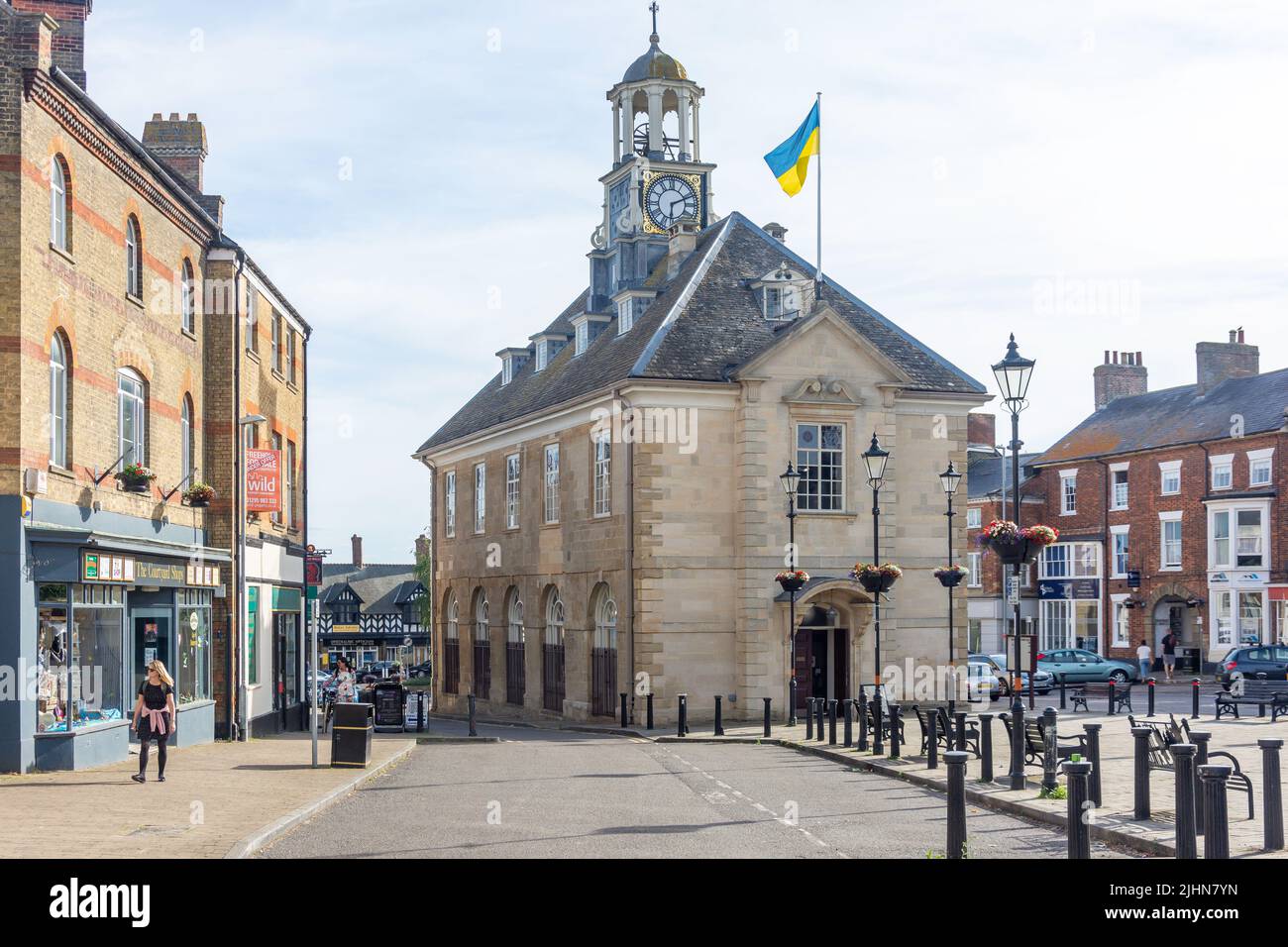 18th Century Town Hall in Market Place, Brackley, Northamptonshire, Inghilterra, Regno Unito Foto Stock