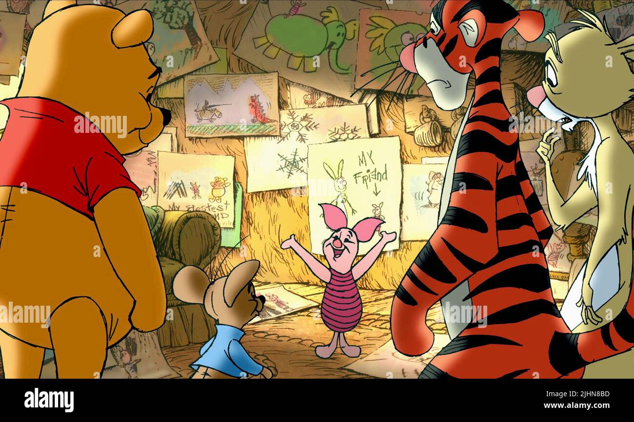 WINNIE THE POOH, ROO, maialino, tigger, coniglio, maialino è un grande film, 2003 Foto Stock