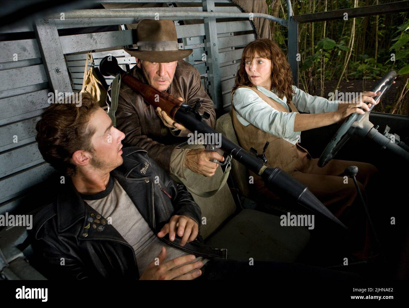 SHIA LABEOUF, Harrison Ford, Karen Allen, INDIANA JONES E il regno del teschio di cristallo, 2008 Foto Stock