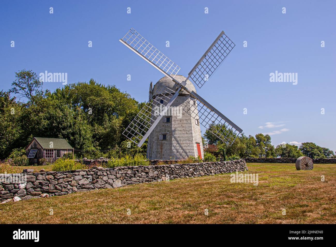 Jamestown, Rhode Island Windmill costruito nel 1787 Foto Stock