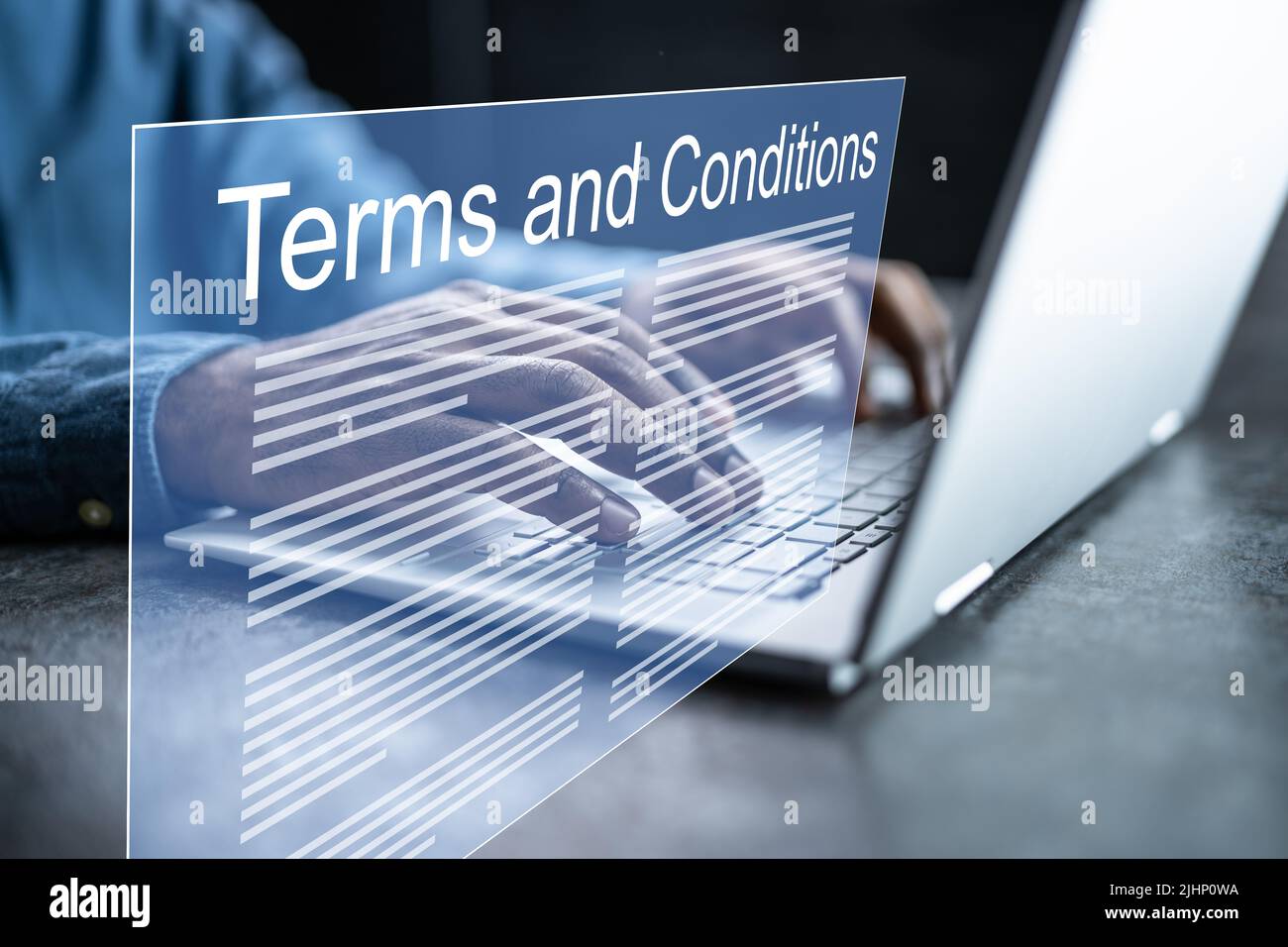 Contratto e condizioni di licenza per servizi online su Internet Foto Stock