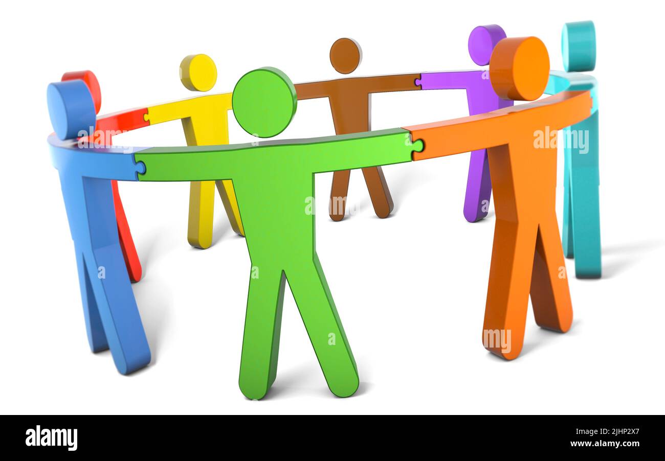 Immagine simbolica: Lavoro di squadra per il successo Foto Stock