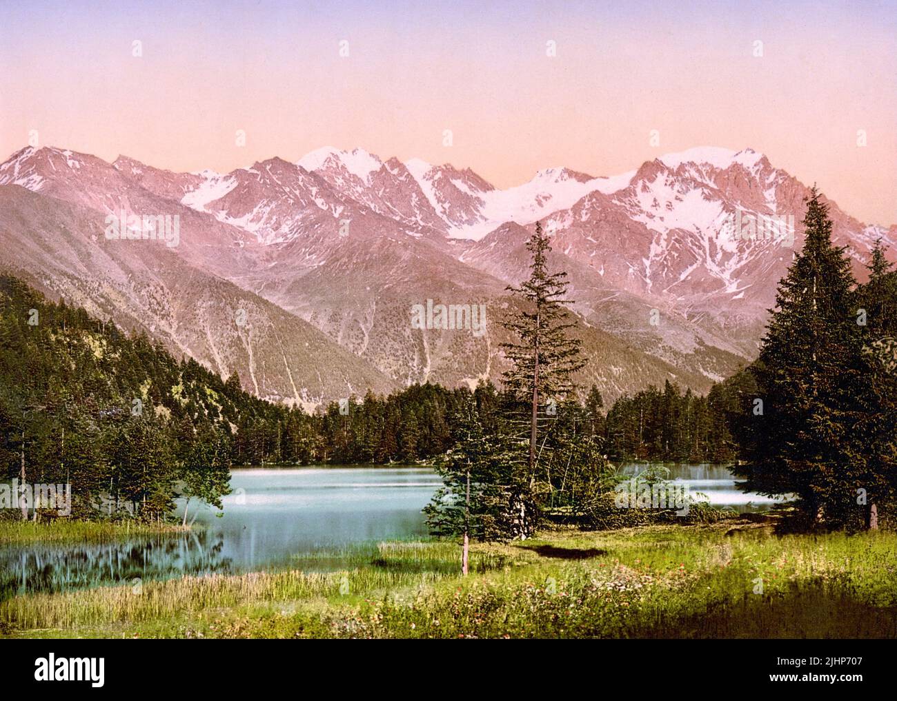 Lago Champex, Vallese, Svizzera 1890. Foto Stock