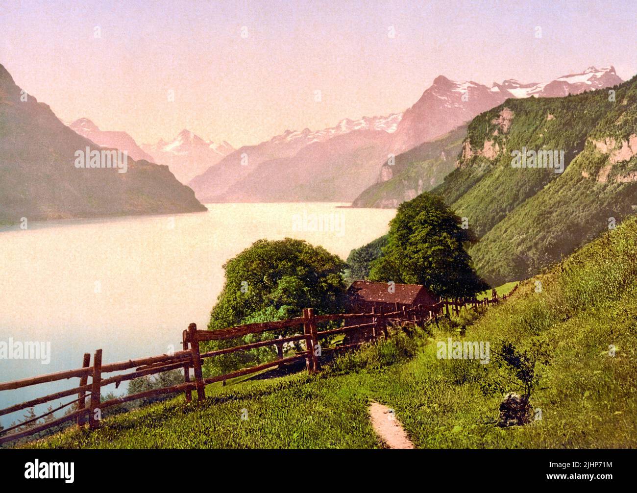 Lago di Uri e Lago di Lucerna, Uri, Svizzera 1890. Foto Stock