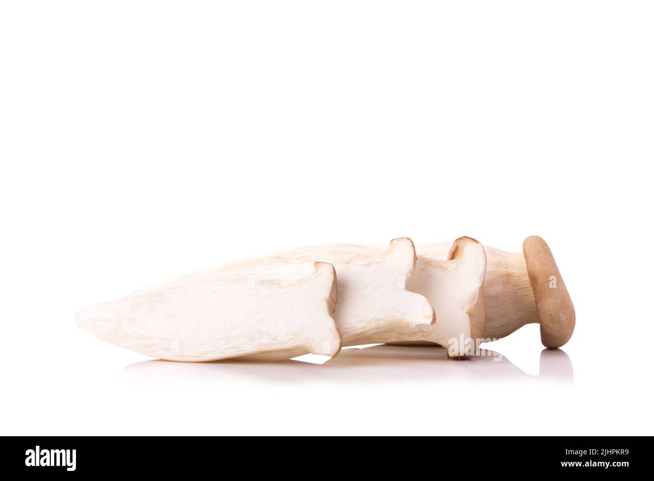 Re di funghi orecchioni (Eringi) su bianco backgroud. Foto Stock