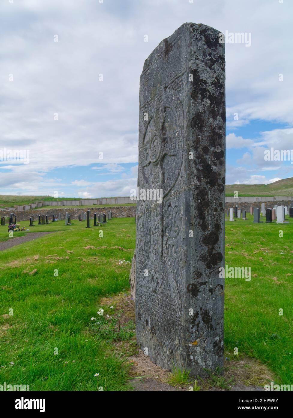 La lastra di croce di pietra di Farr, Bettyhill, Sutherland Foto Stock