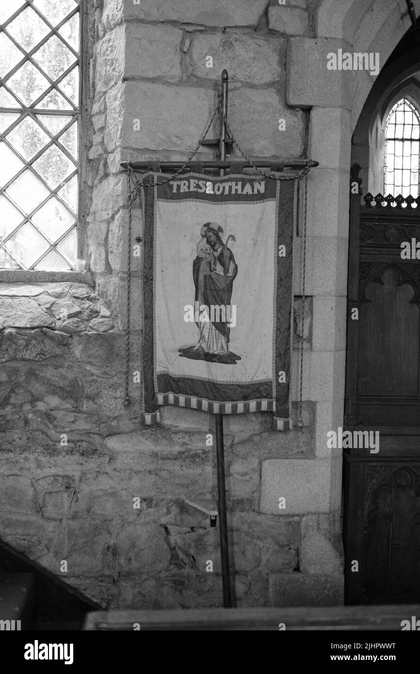 Interno della Chiesa evangelista di San Giovanni, Treslothan, Camborne, Cornovaglia Foto Stock