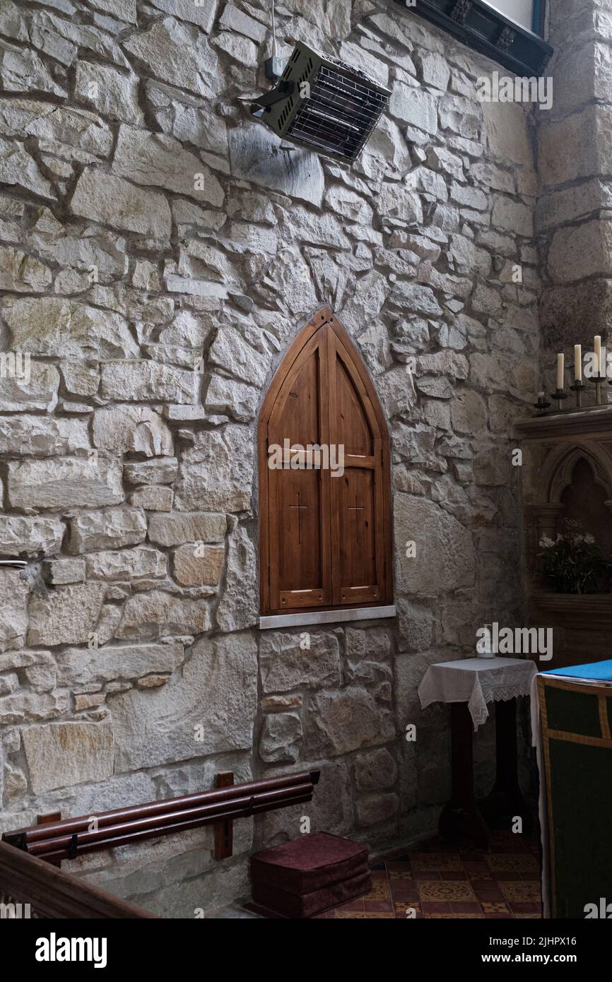 Interno della Chiesa evangelista di San Giovanni, Treslothan, Camborne, Cornovaglia Foto Stock