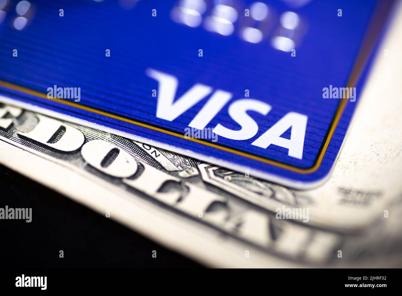 Carta Visa su un conto in dollari Foto Stock