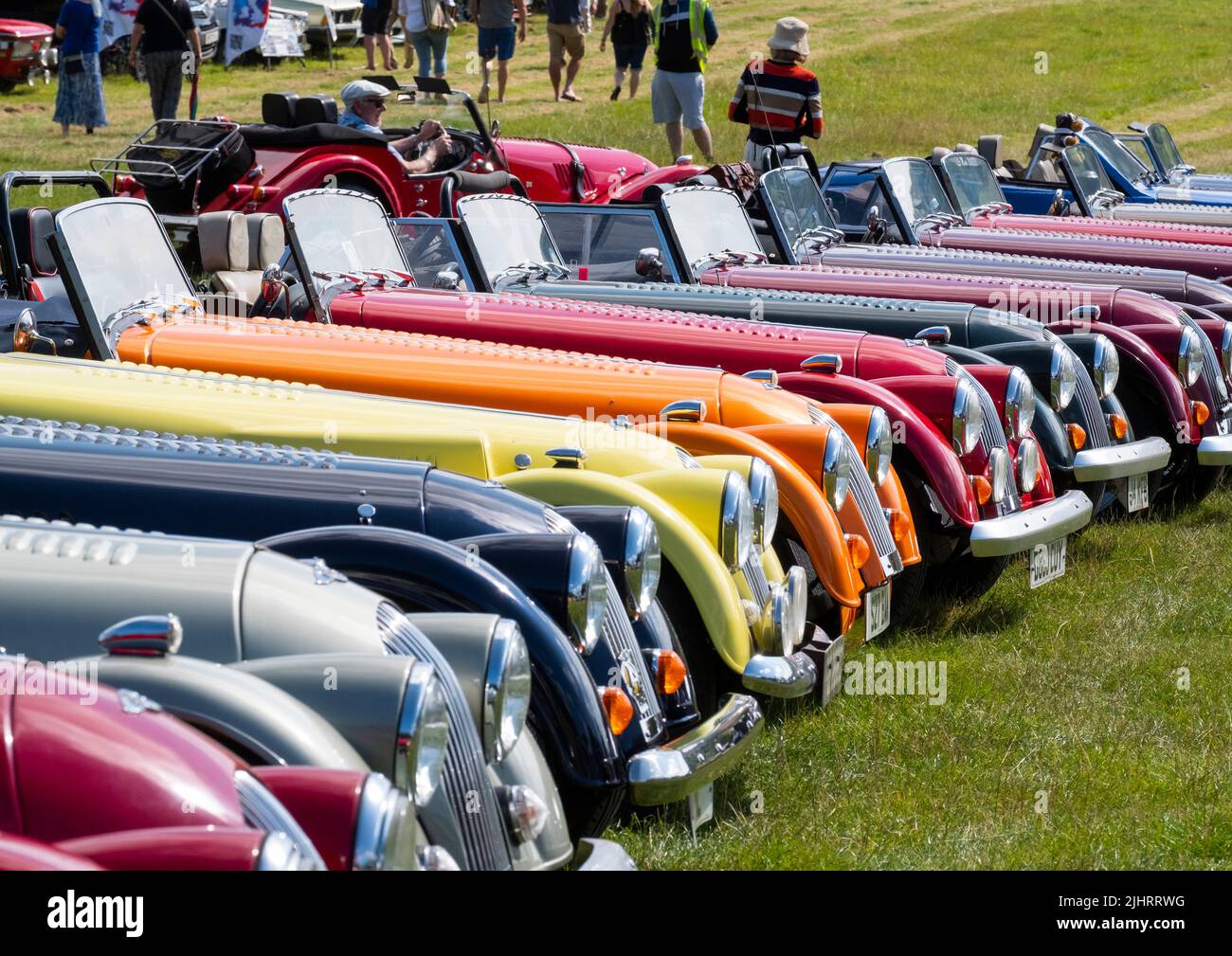 Morgan Sports Cars in mostra, Shelsley Walsh Classic Nostalgia, 16th luglio 2022. Foto Stock