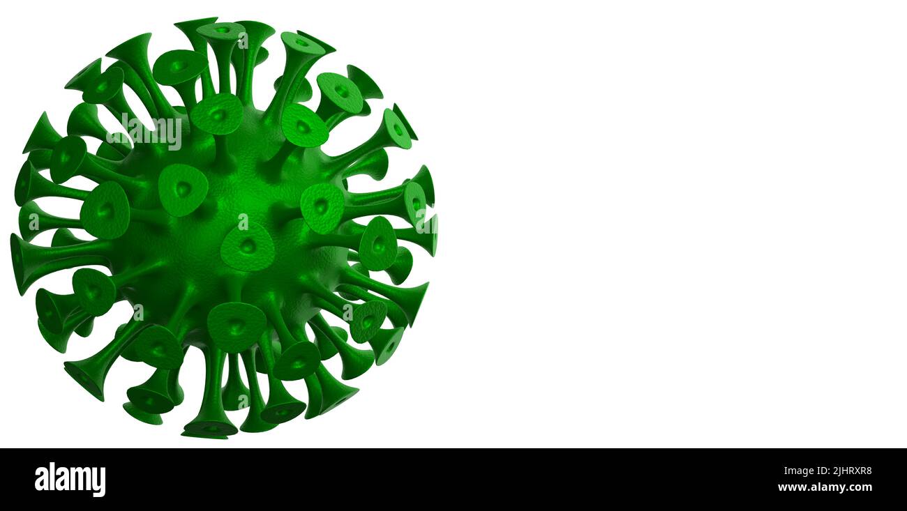 Malattia da coronavirus COVID-19 focolaio. Vista microscopica di una cellula infettiva del virus omicron SARS-COV-2. 3D rendering Foto Stock