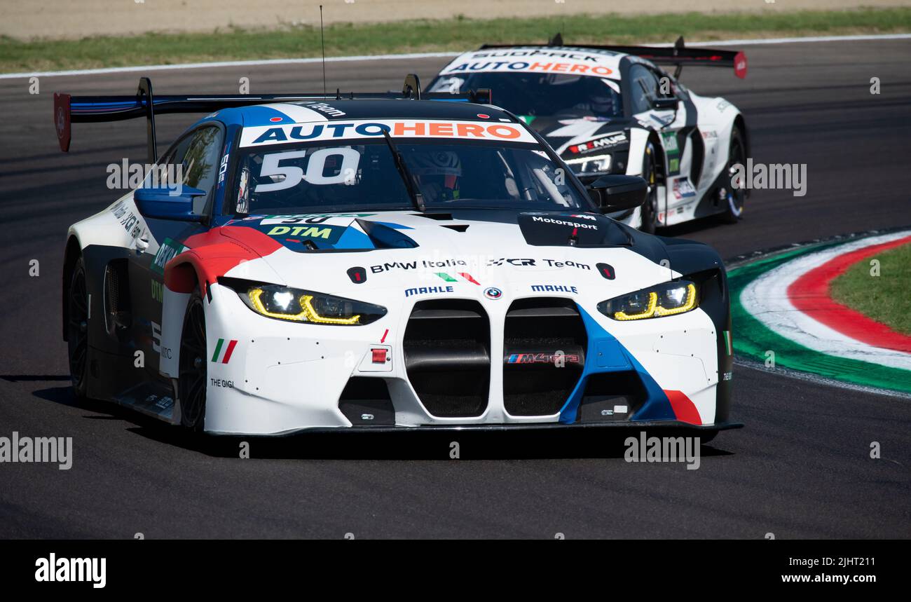 BMW M4 GT racing super auto azione veloce guida su asfalto pista. Imola, Italia, giugno 18 2022. DTM Foto Stock