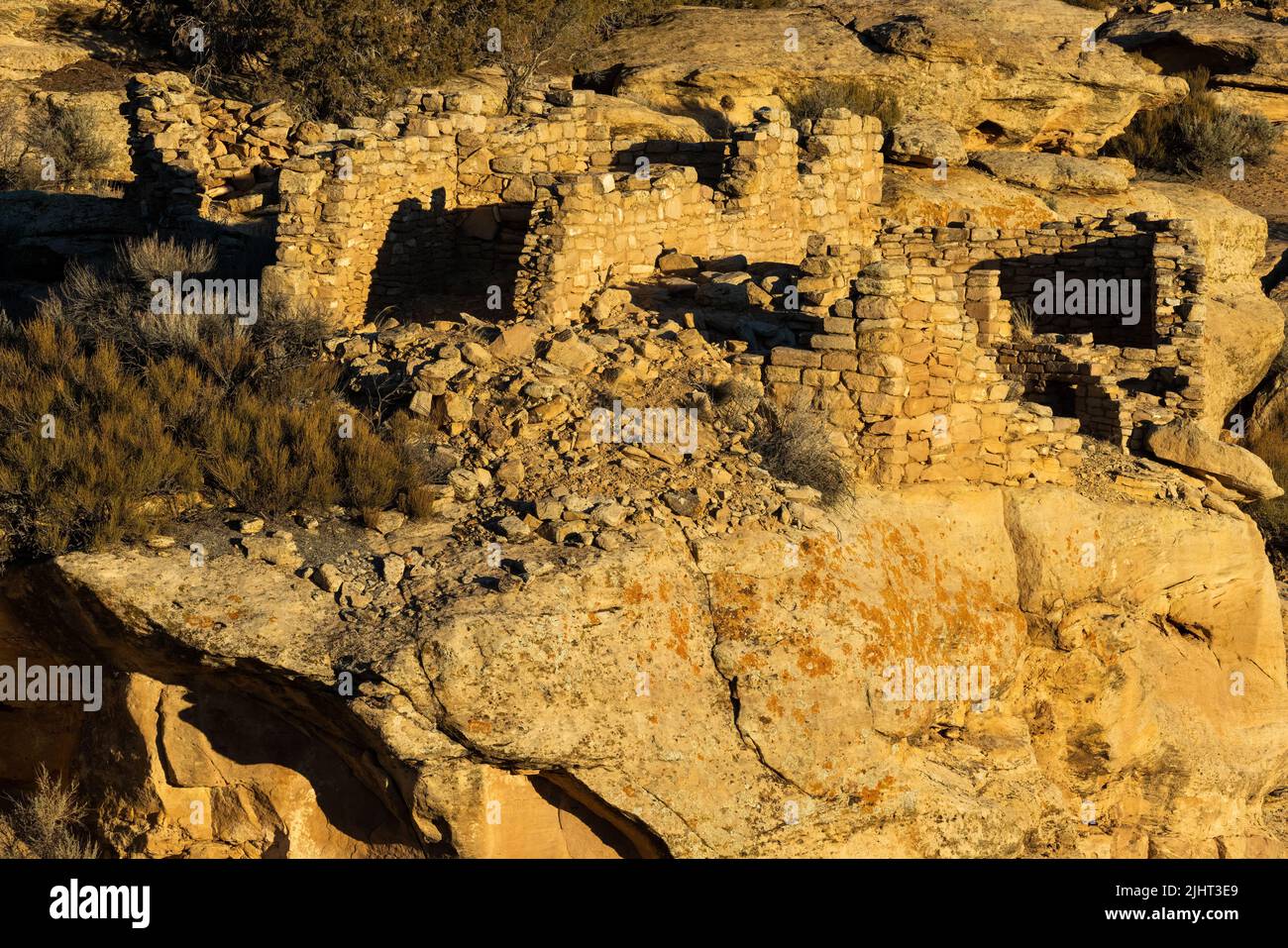 Rovine Puebloan ancestrali nel Square Tower Group, Hovenweep National Monument, Utah Foto Stock