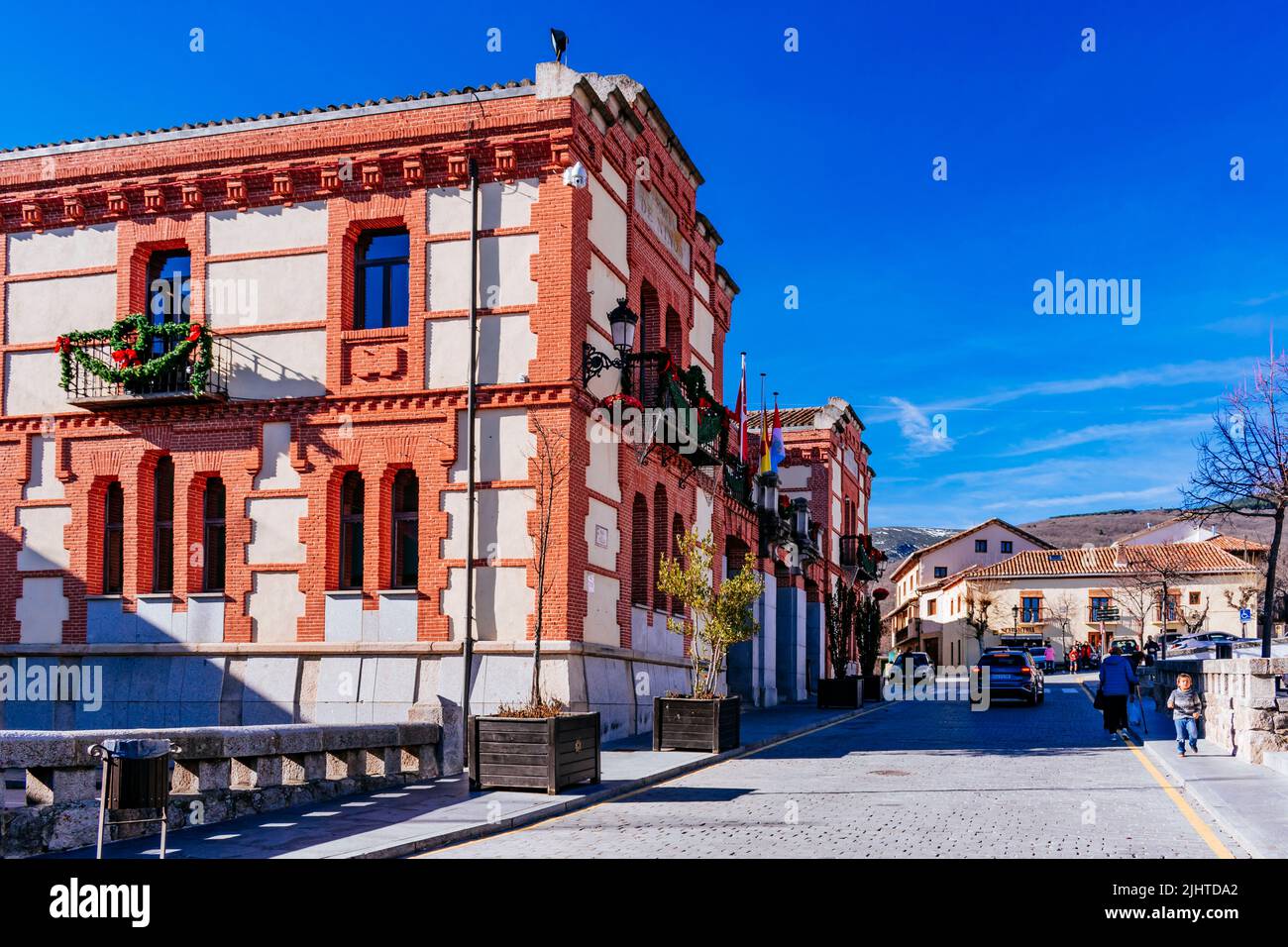 Municipio. Plaza de la Villa - Piazza del Villaggio, Piazza principale. Rascafría, Comunidad de Madrid, Spagna, Europa Foto Stock