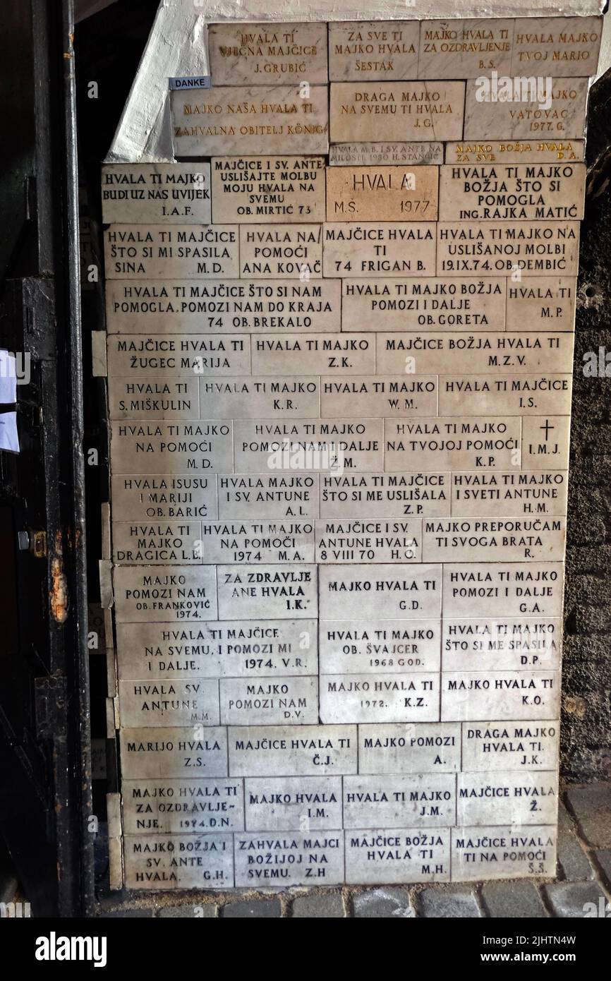 Monumenti famosi, porta di pietra, cappella di Madre di Dio dalla porta di pietra, grazie note, Zagabria, Croazia Foto Stock