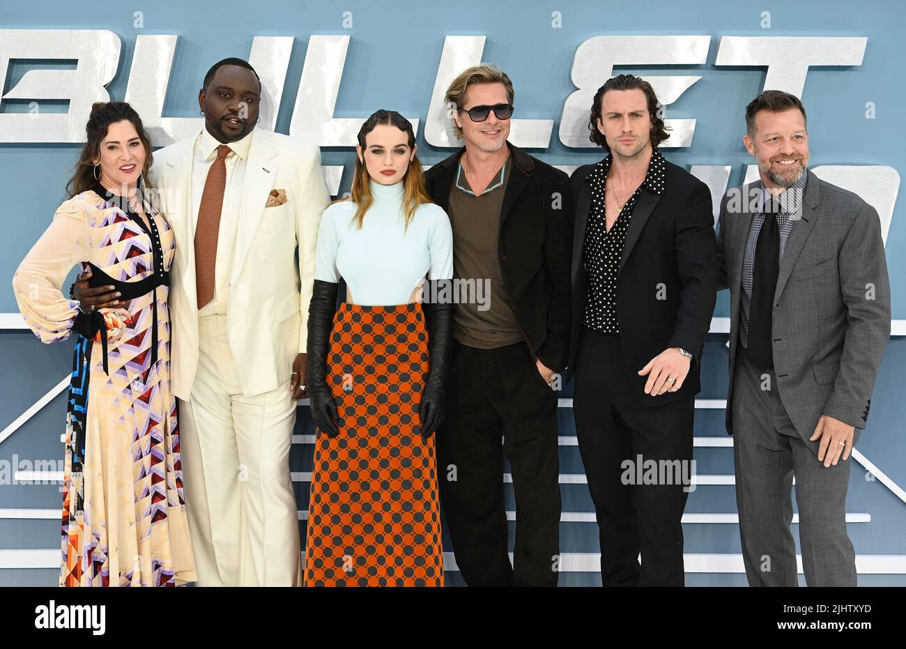 Luglio 20th, 2022. Londra, Regno Unito. Kelly McCormick, Brian Tiree Henry, Joey King, Brad Pitt, Aaron Taylor-Johnson e David Leitch arrivano al Bullet Train UK Special Screening, Cineworld Leicester Square, Londra. Credit: Doug Peters/EMPICS/Alamy Live News Foto Stock