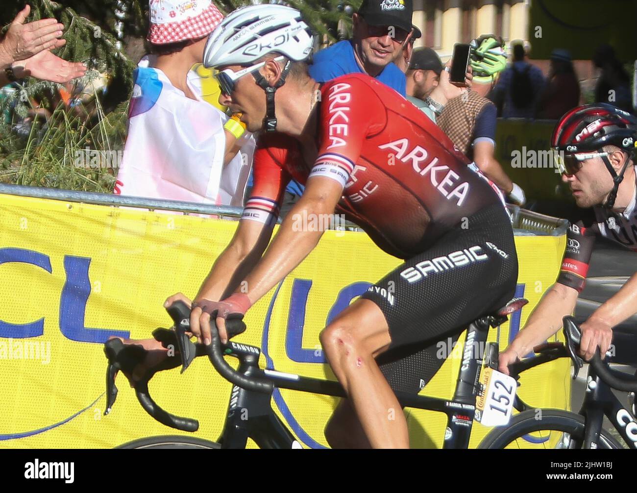 Barguil Warren del Team Arka Samsic durante il Tour France 2022, gara ciclistica tappa 12, Brianon - Alpe d'Huez (165,5 km) il 14 luglio 2022 a Huez, Francia - Foto Laurent Lairys / DPPI Foto Stock
