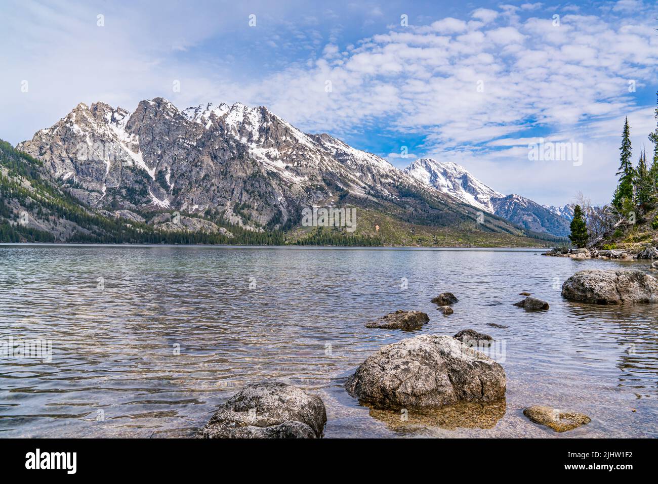 Splendido lago Jenny nel Grand Teton National Park, Wyoming Foto Stock