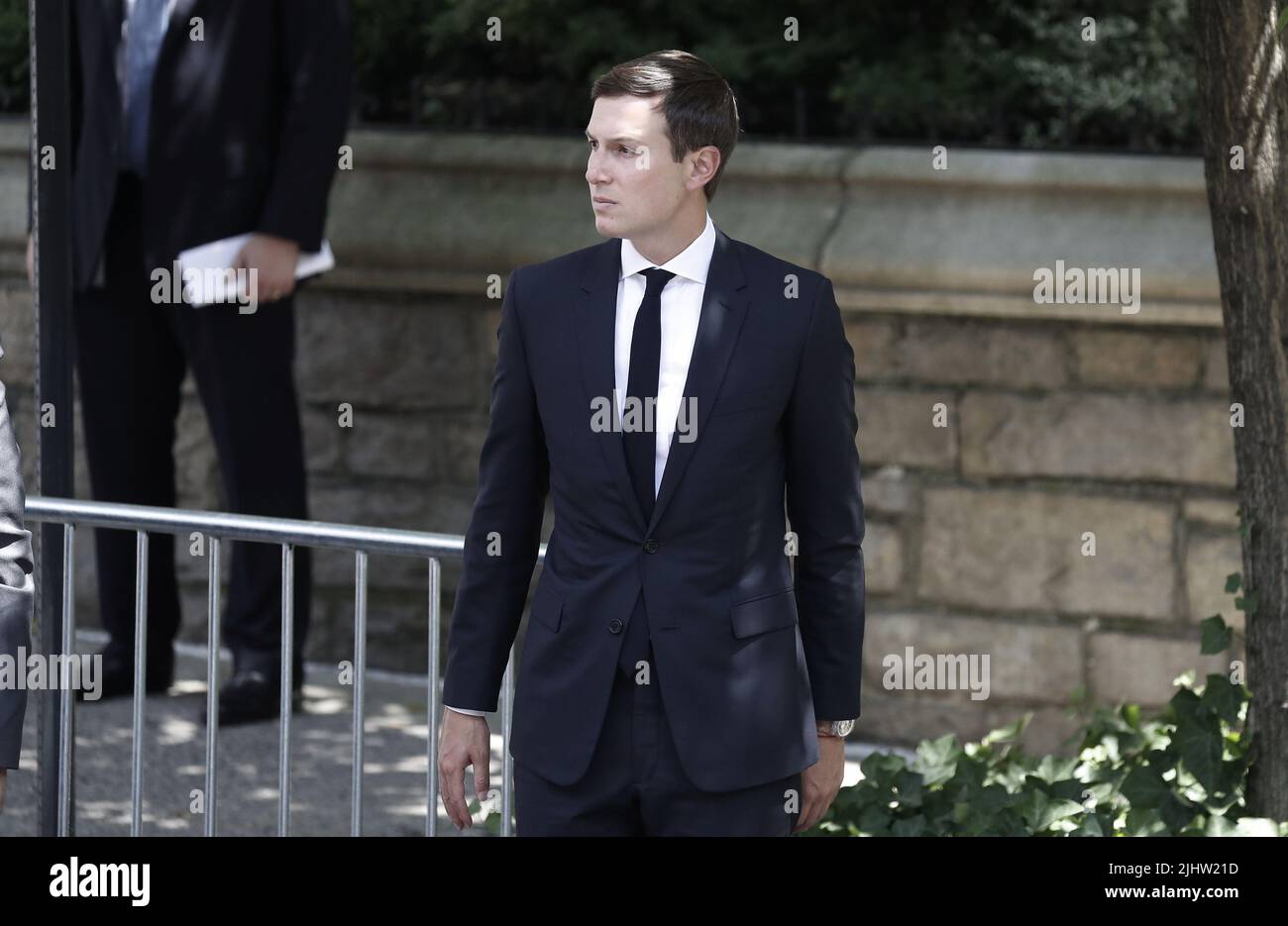 New York, Stati Uniti. 20th luglio 2022. Jared Kushner, marito di Ivanka Trump arriva per il funerale di Ivana Trump, la prima moglie dell’ex presidente Donald Trump, mercoledì 20 luglio 2019 a New York City. Foto di Peter Foley/UPI Credit: UPI/Alamy Live News Foto Stock