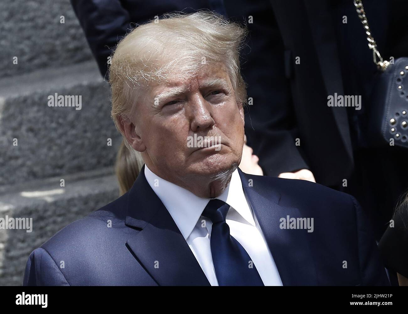 New York, Stati Uniti. 20th luglio 2022. L'ex presidente degli Stati Uniti Donald Trump è alla conclusione del funerale di sua prima moglie di Ivana Trump alla chiesa cattolica romana di St. Vincent Ferrer a Lexington Avenue mercoledì 20 luglio 2022 a New York City. Foto di Peter Foley/UPI Credit: UPI/Alamy Live News Foto Stock